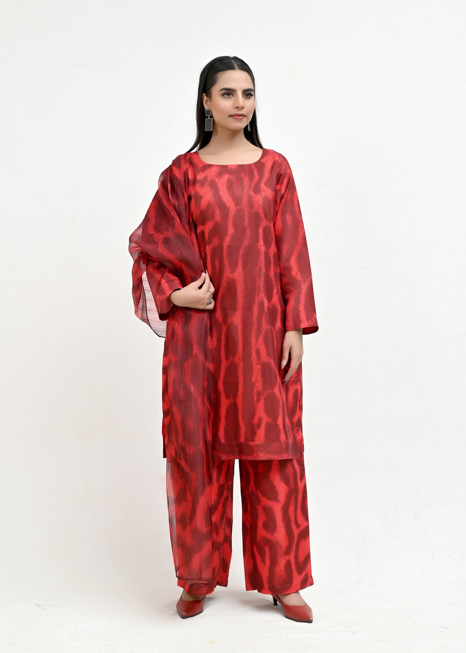 pk raw silk Kurta Set in Blood red