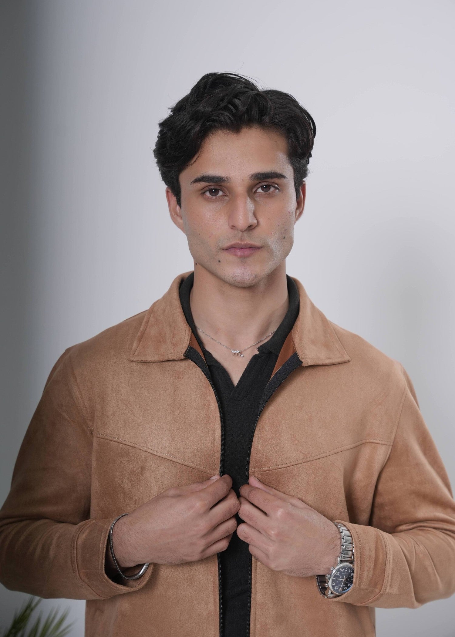 fleece Jacket in Camel brown