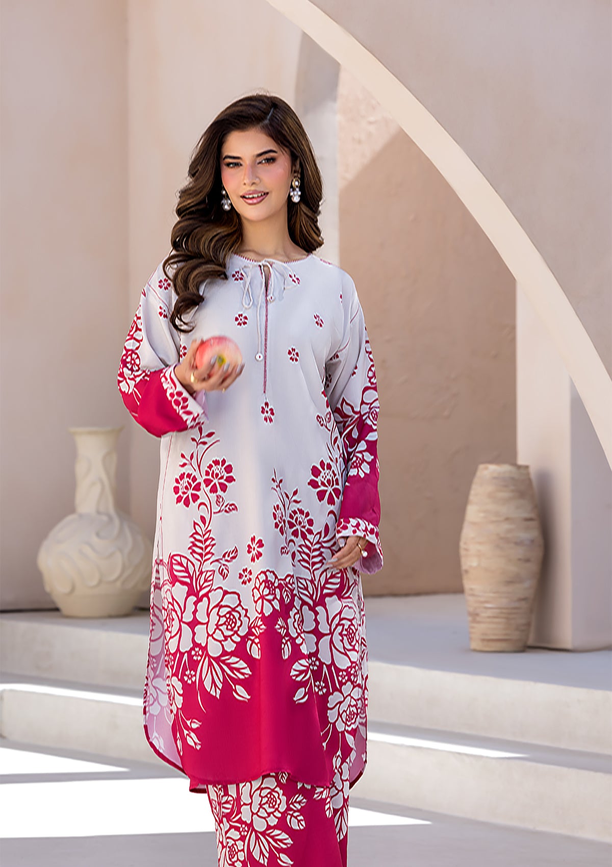 lawn Kurta Set in Beige