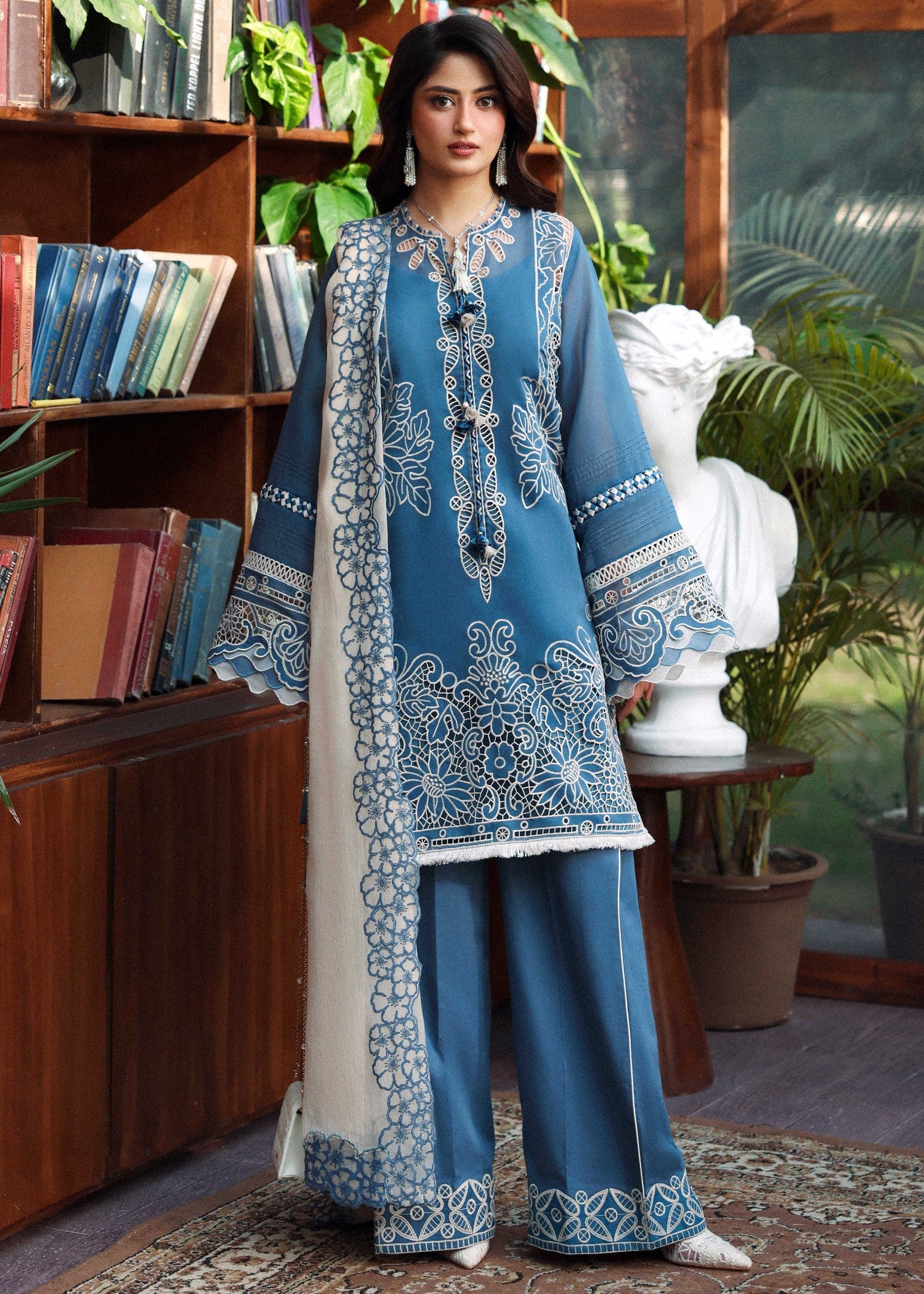 swiss voil Kurta Set in Teal