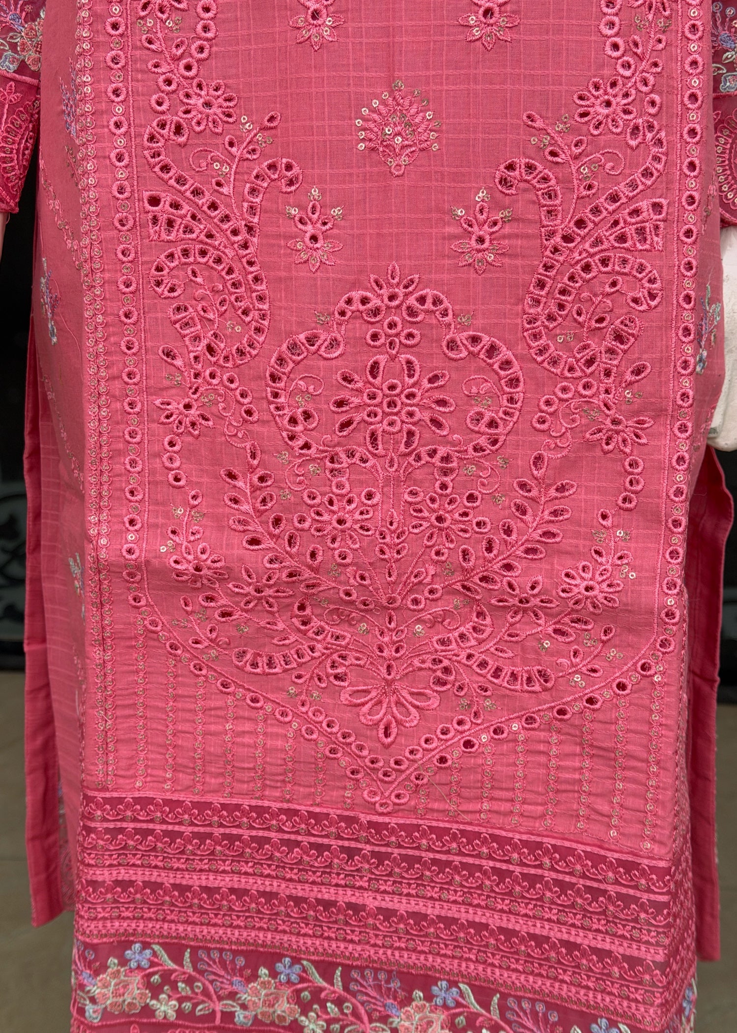 cotton dobby Kurta Set in Bubblegum pink