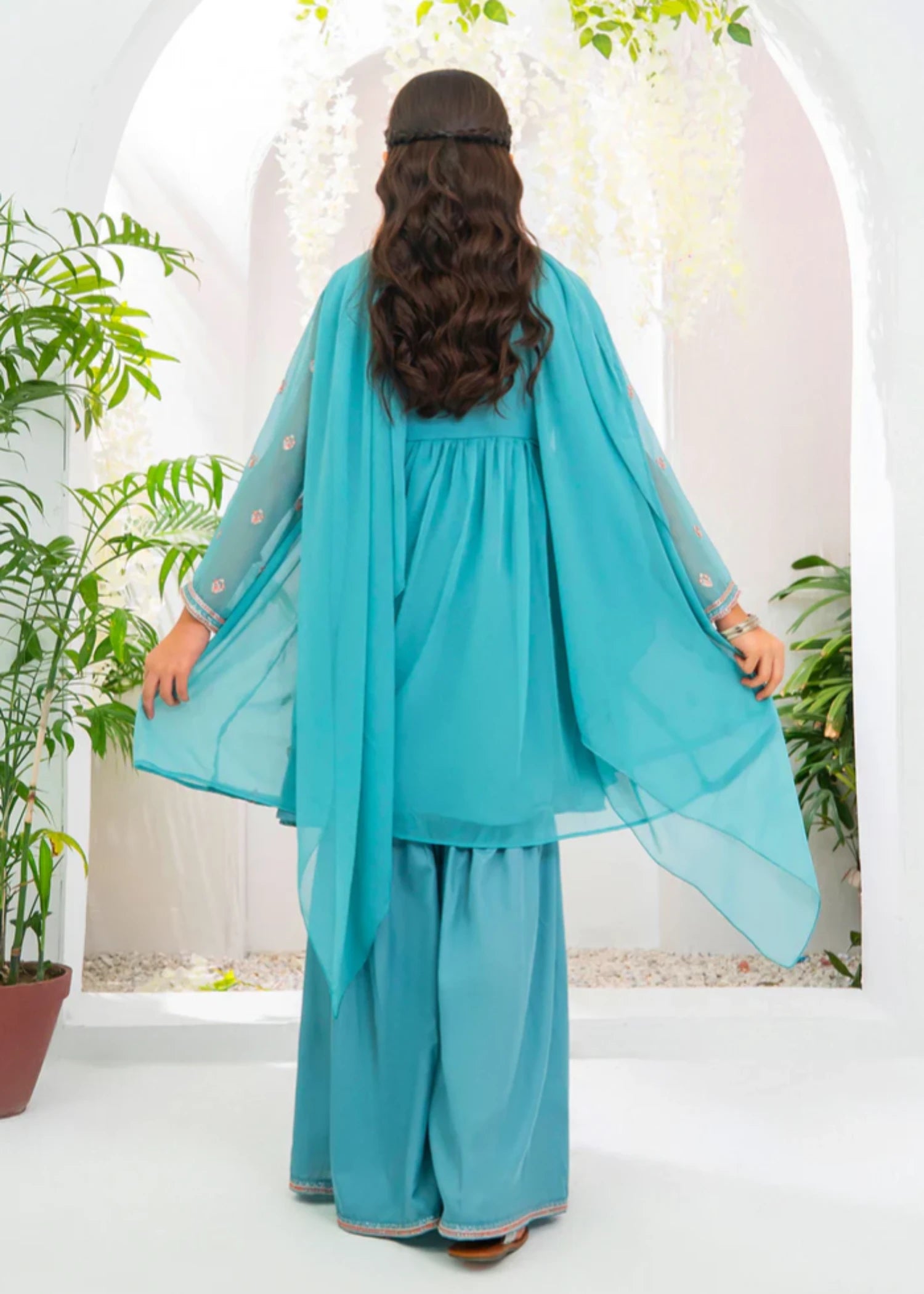chiffon Gharara in Grey