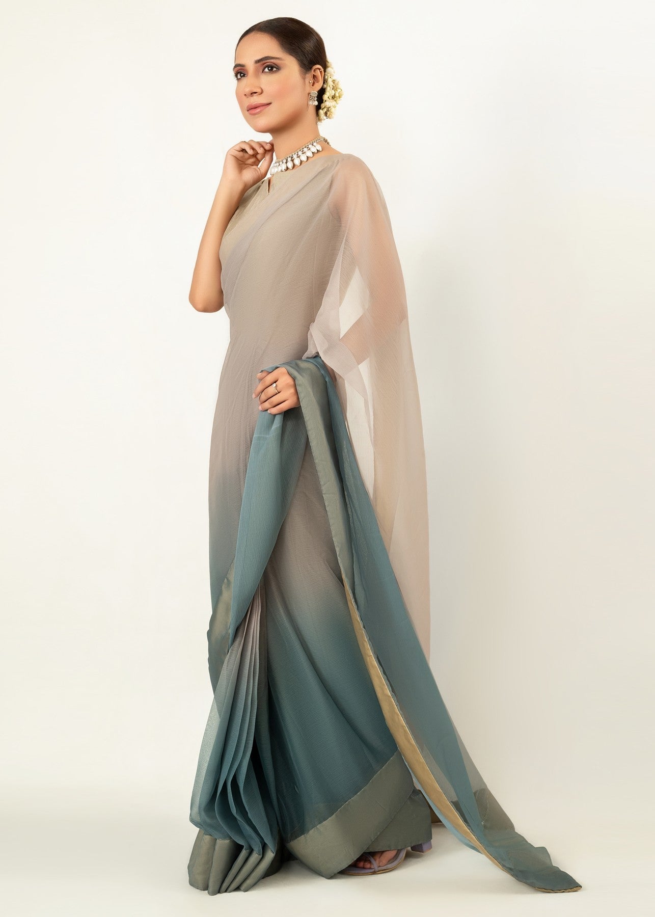 chiffon Unstitched in Mint green