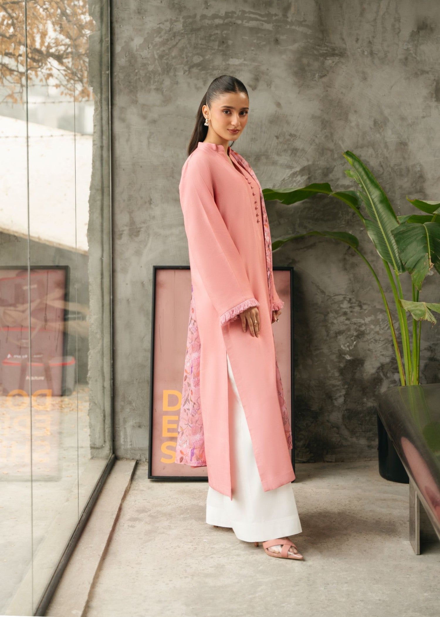 raw silk Kurta Set in Light pink