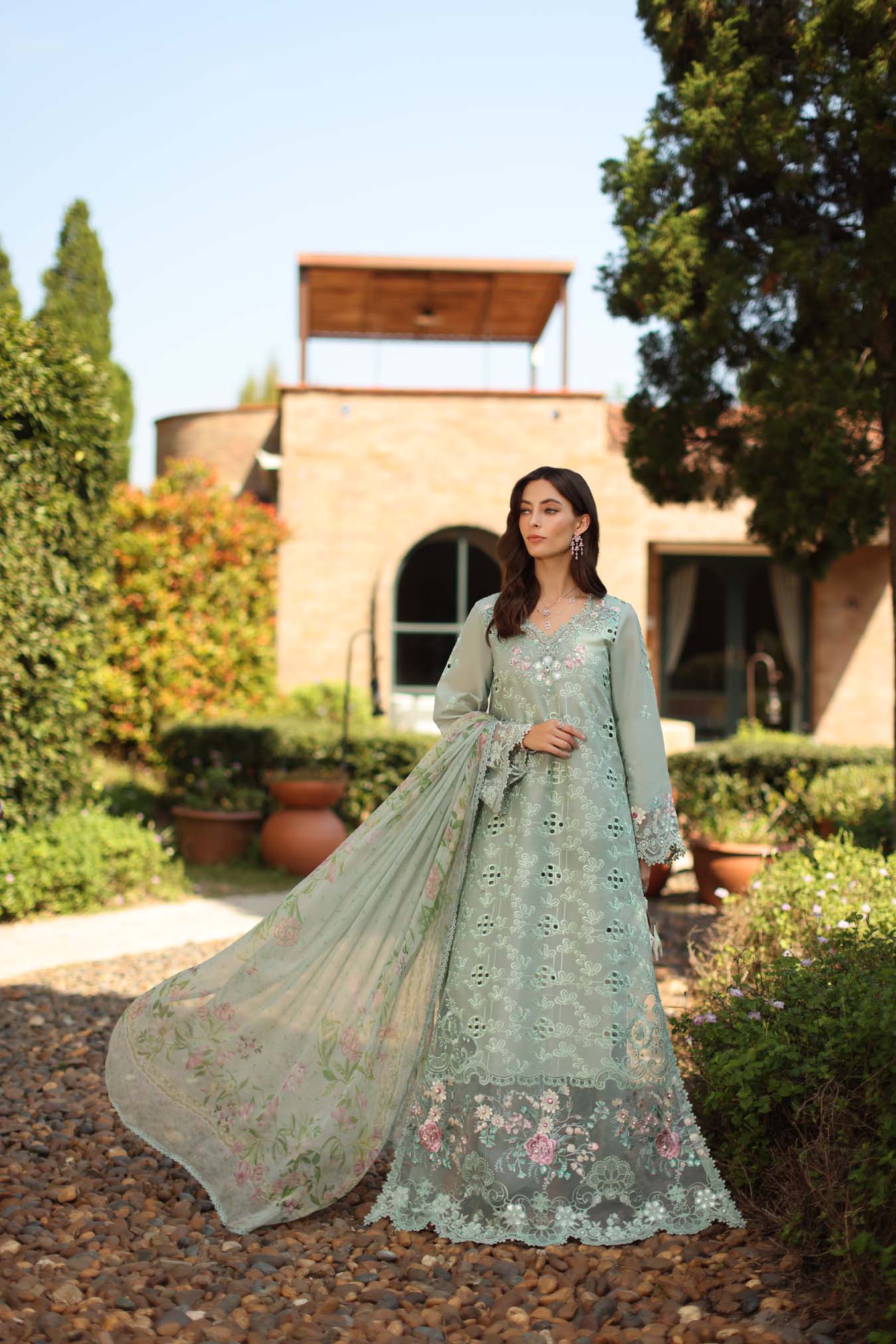 Luxury Eid Schiffli Laserkari Lawn – D7 - B - Florine