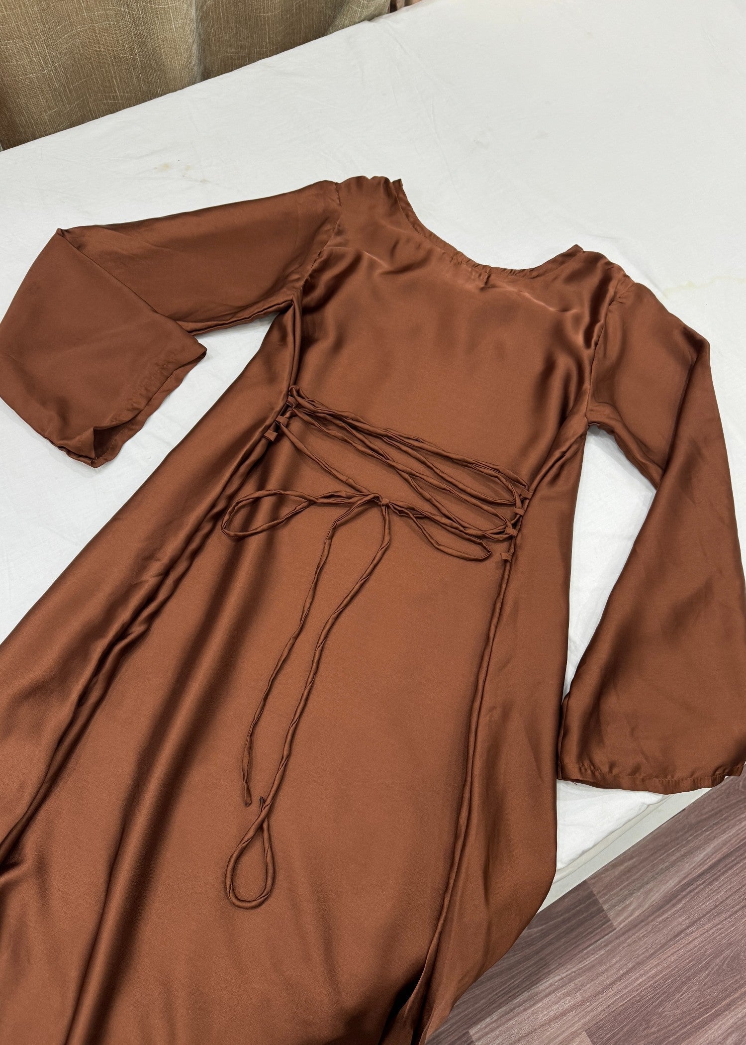 silk Dress in Brown