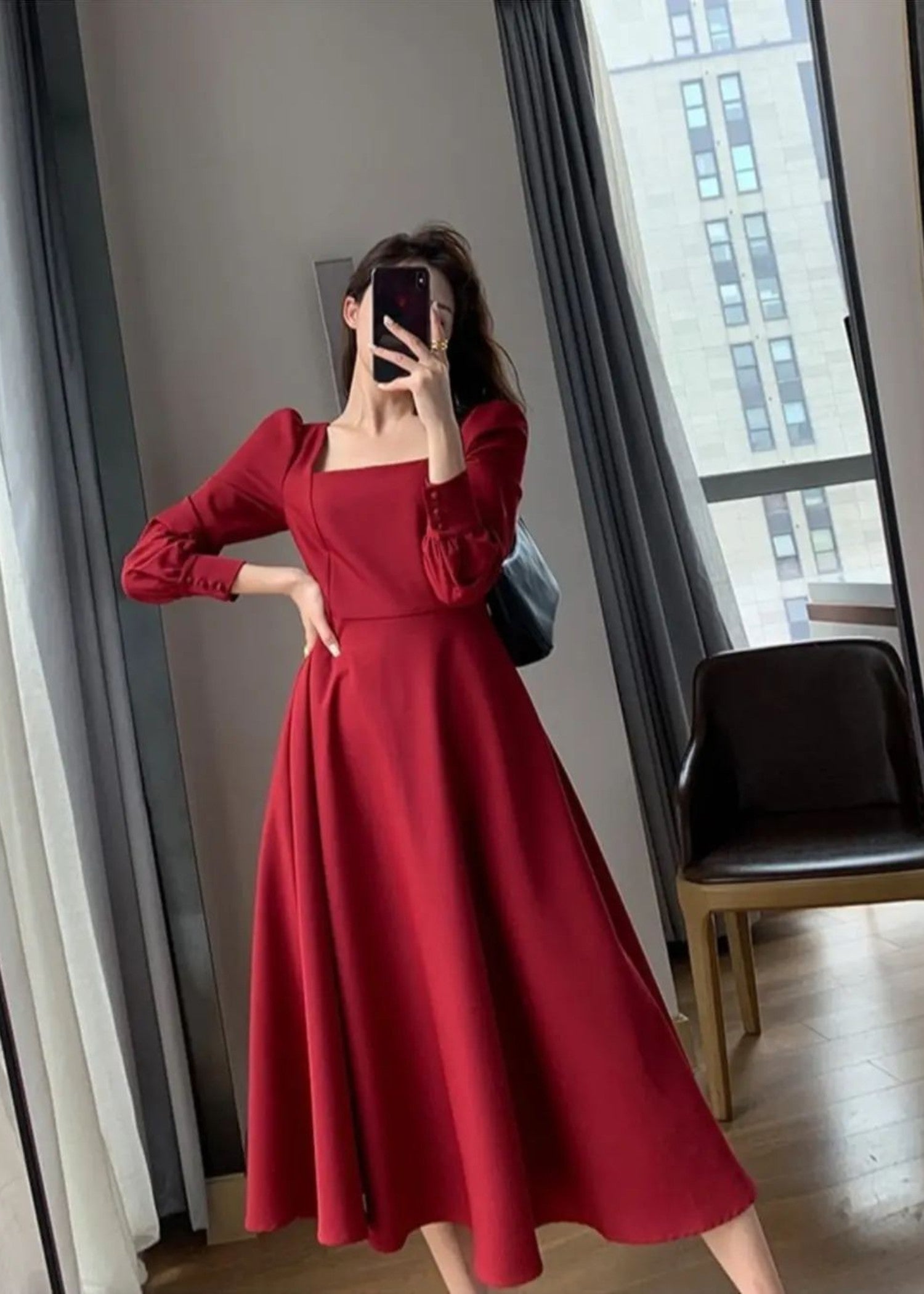 georgette Frock in Red