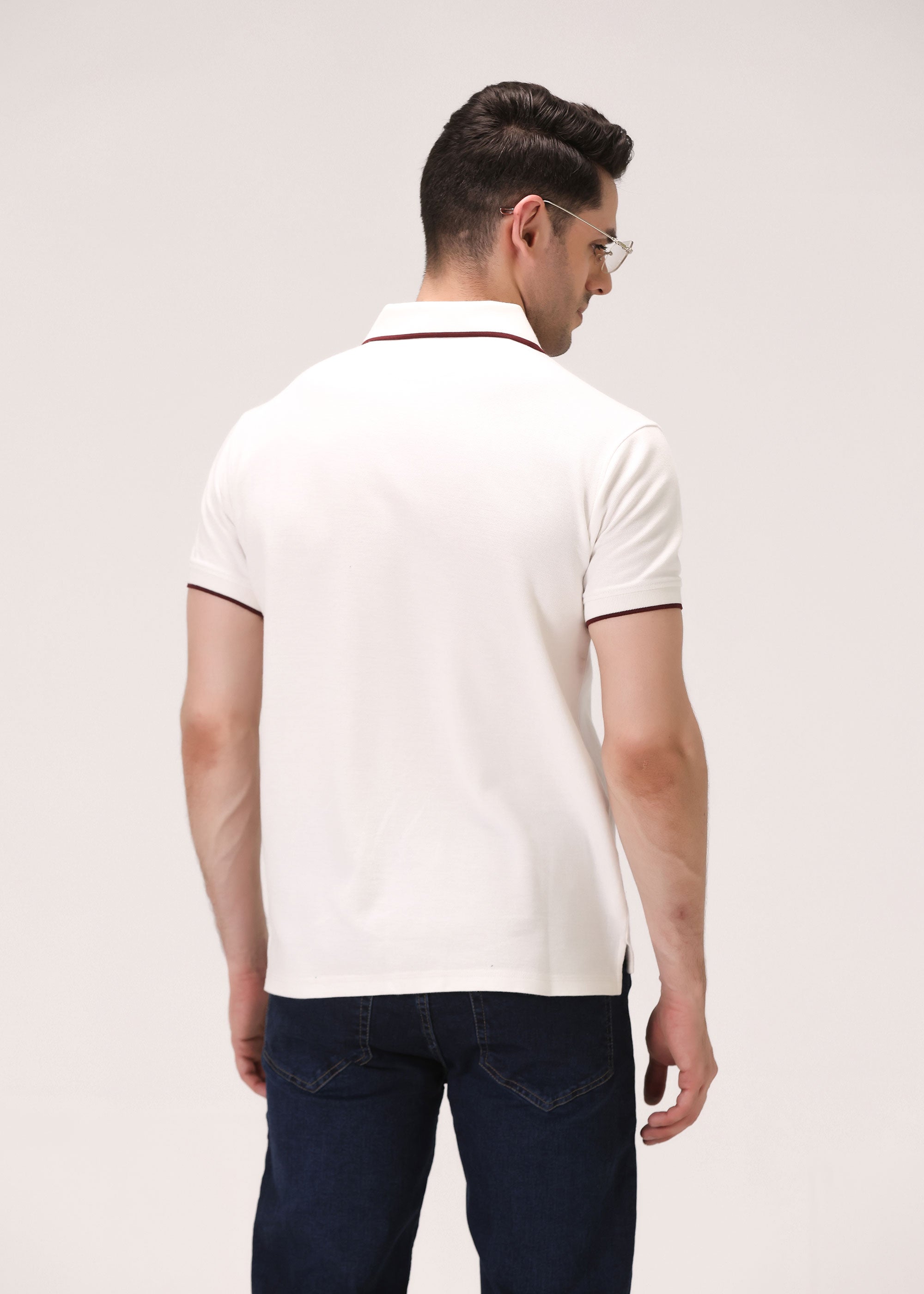cambric cotton Polo Shirt in White