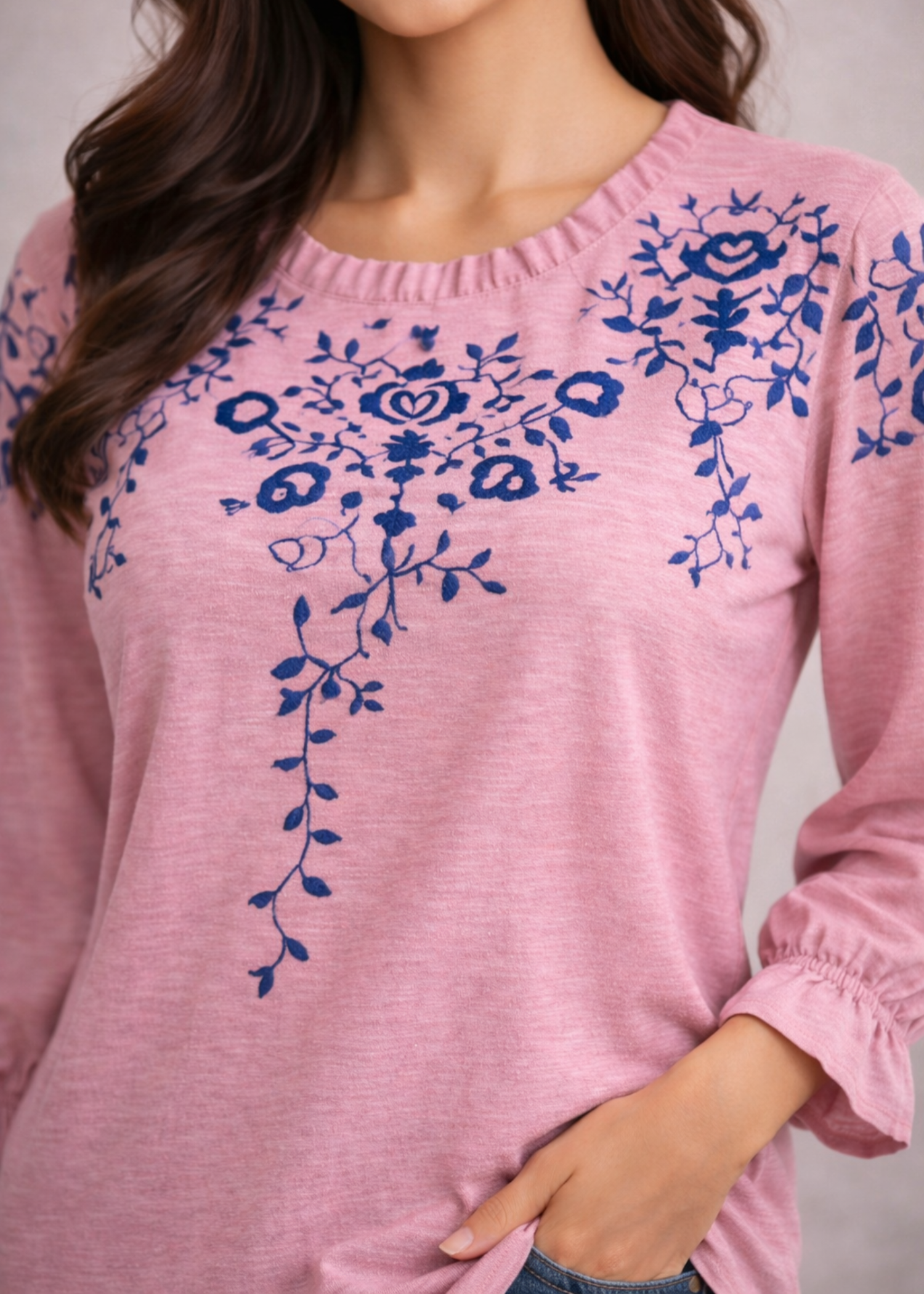 cotton karandi Tunic in Pastel pink
