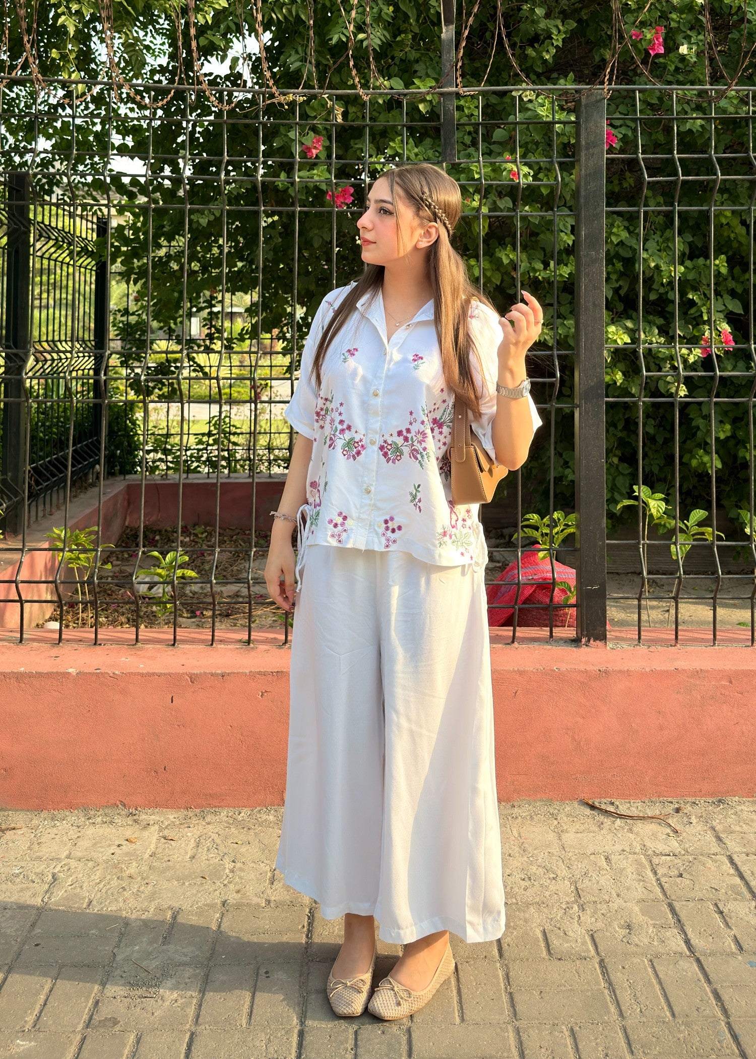 cambric cotton Co Ord Sets in White