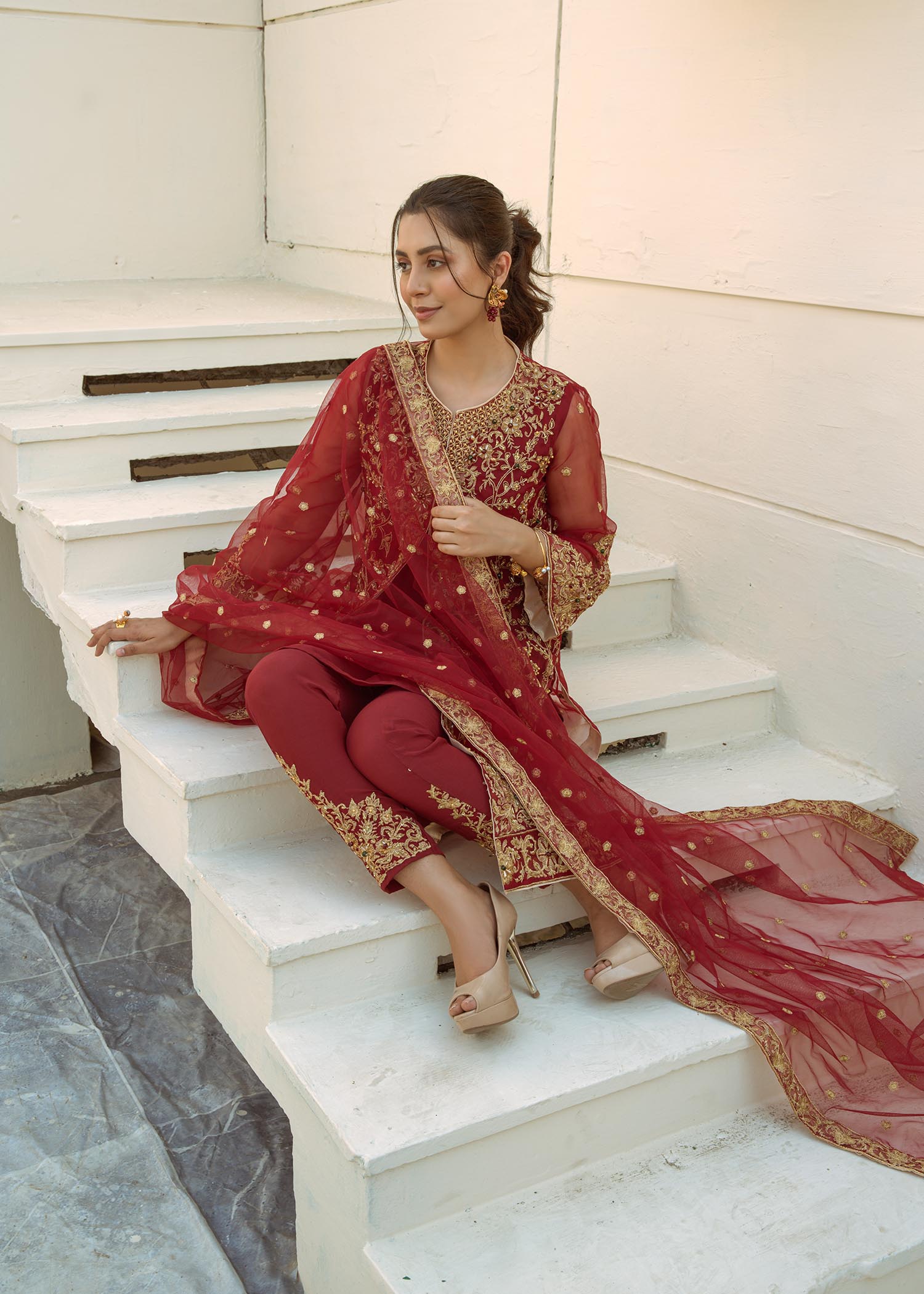 organza Gown in Red