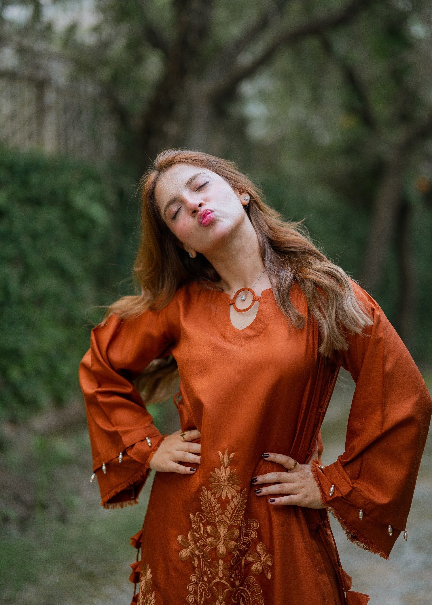 raw silk Co Ord Sets in Rust orange
