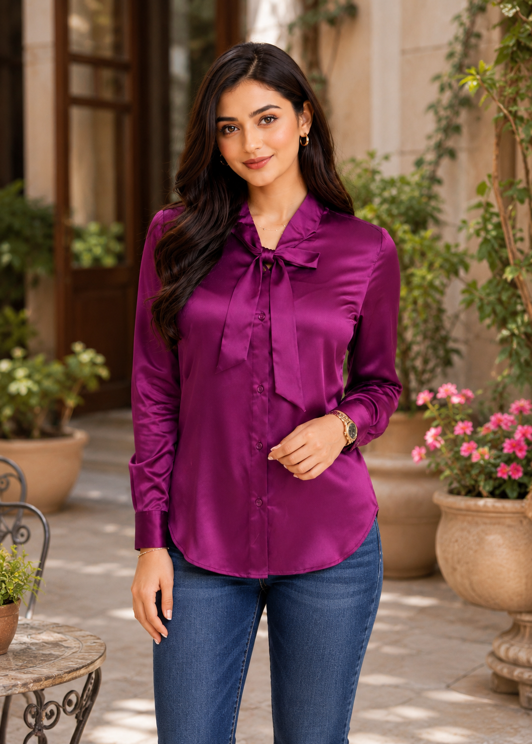 silk Top in Plum purple