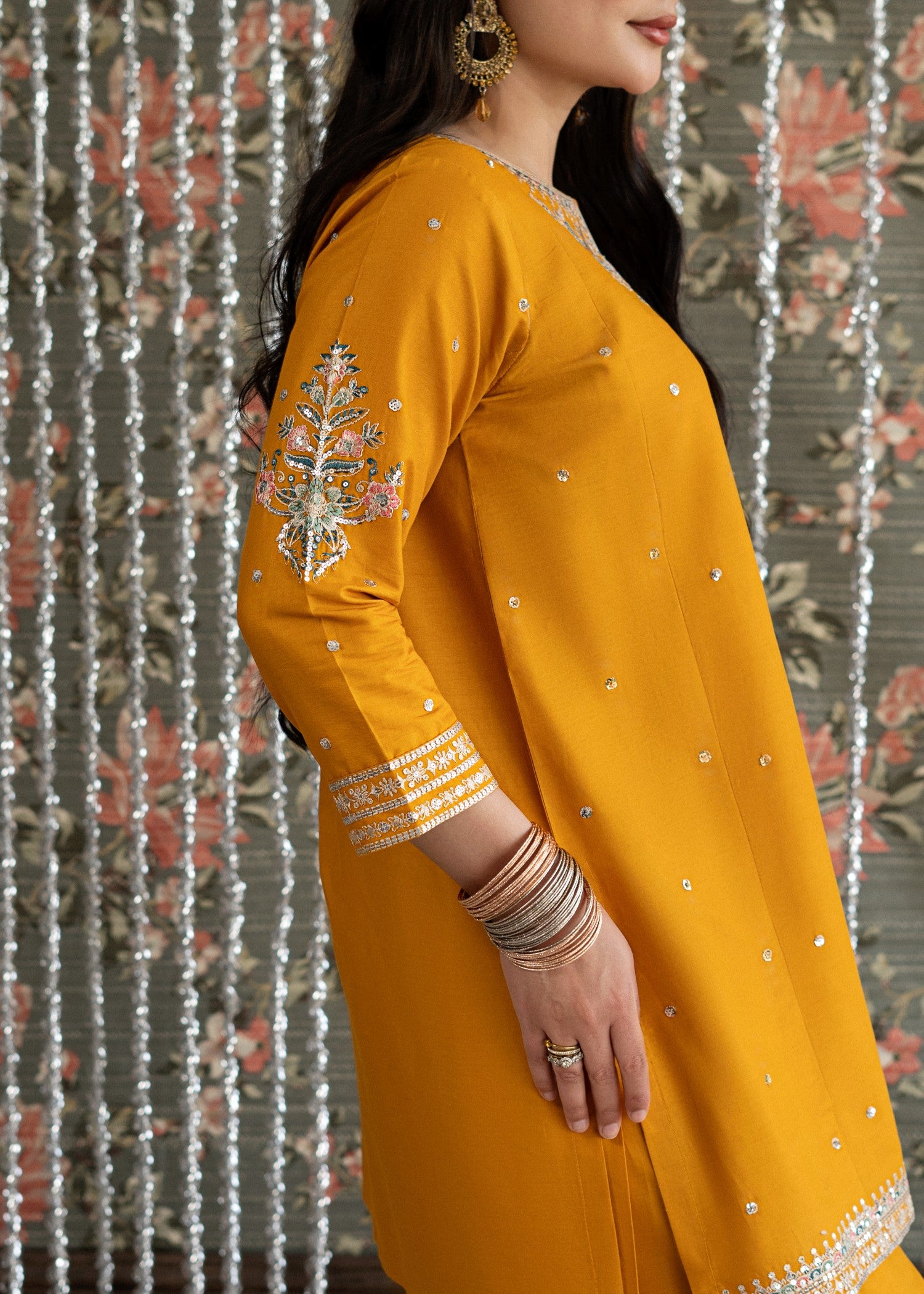 lawn Kurta Set in Coral orange