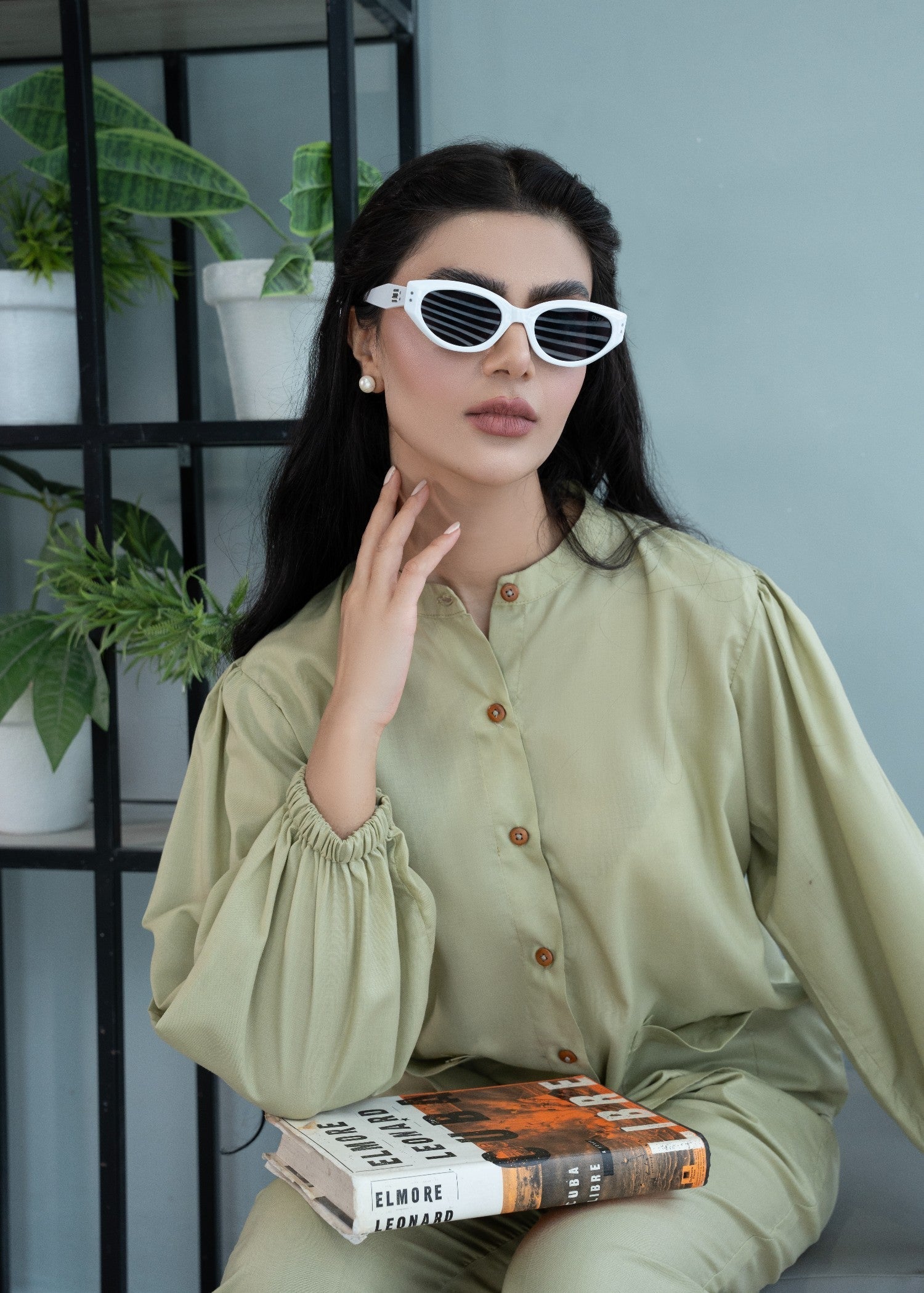 tropical Co Ord Sets in Sage green