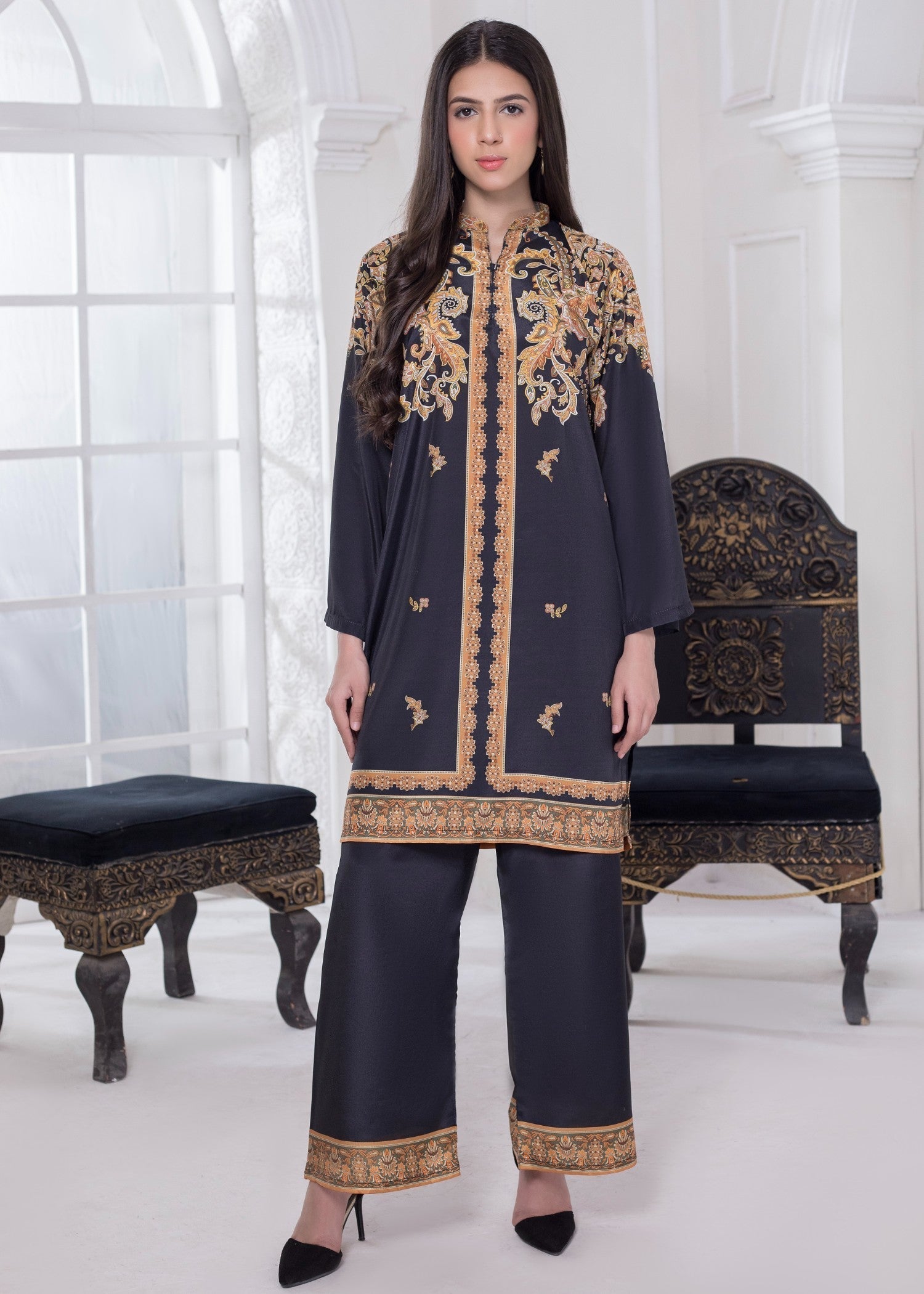 polyester crepe Co Ord Sets in Black
