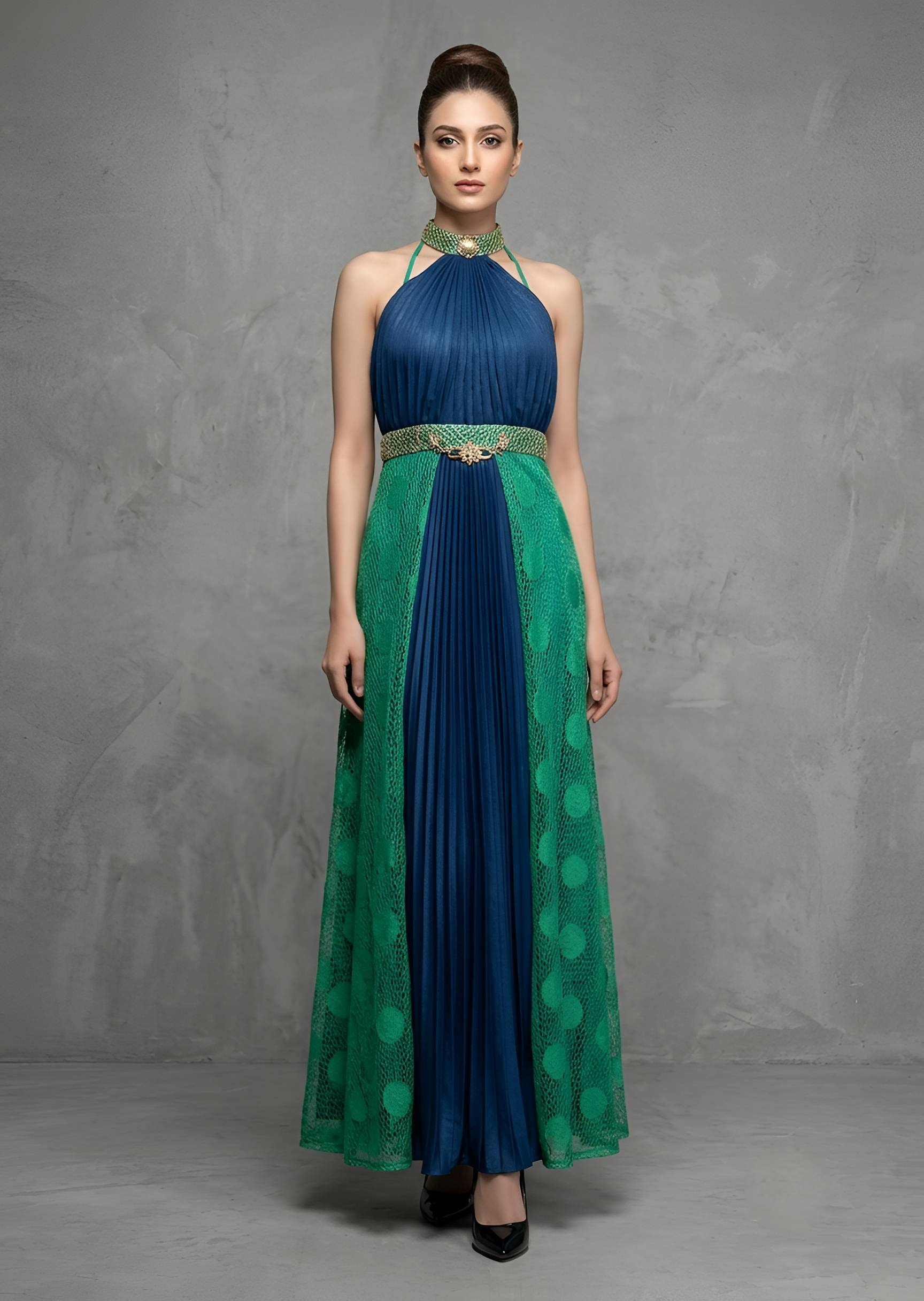 smoky georgette Maxi in Blue