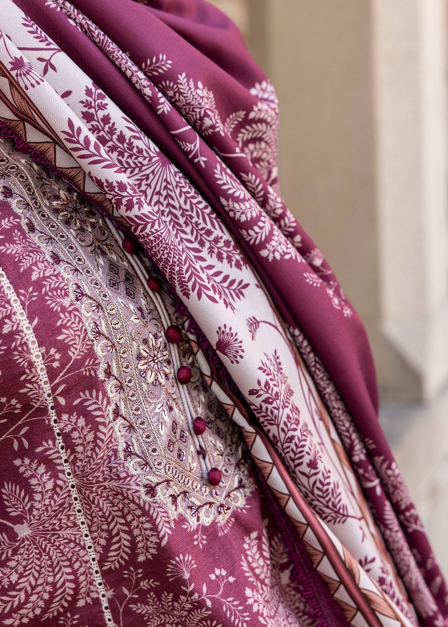 khaddar Short Frock in Mauve