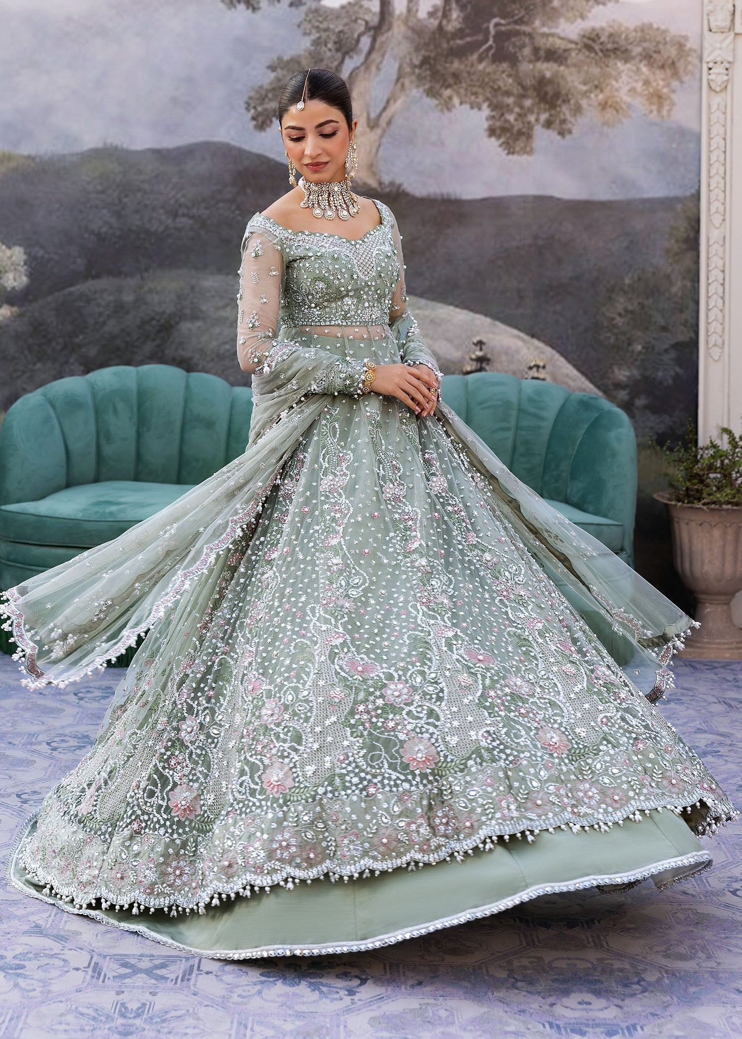 net Unstitched in Mint green