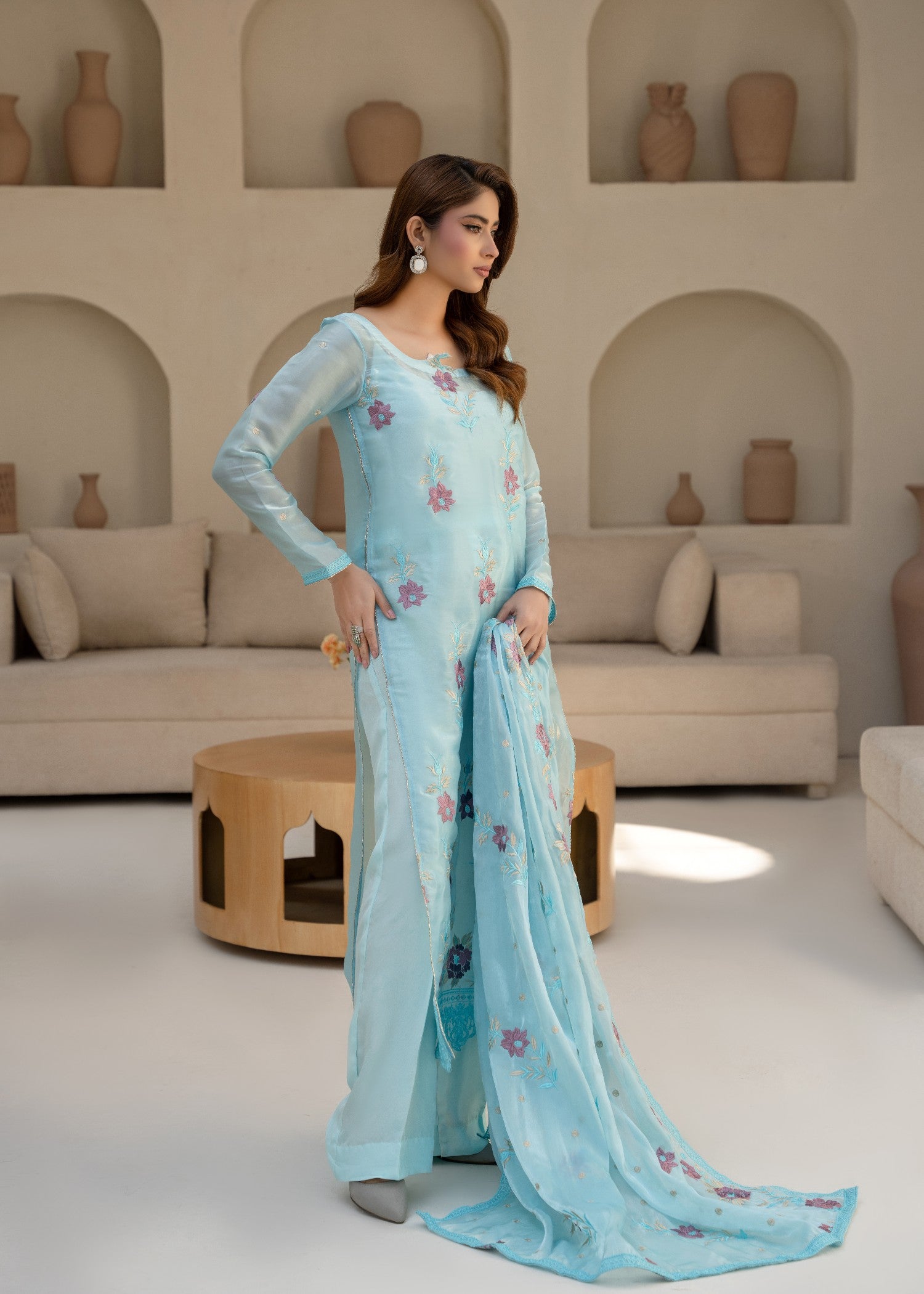 silk Unstitched in Ice blue