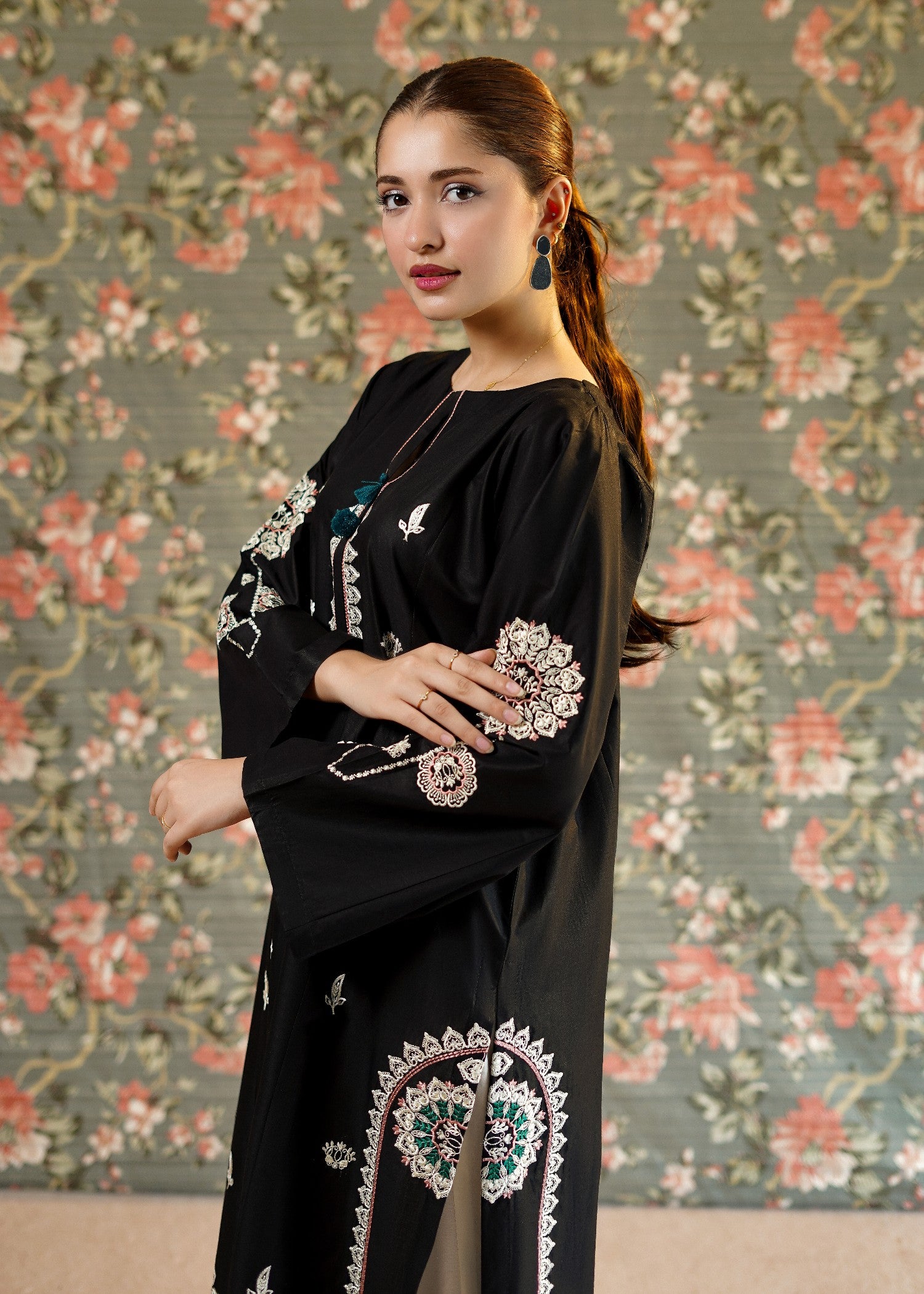 lawn Kurti in Black