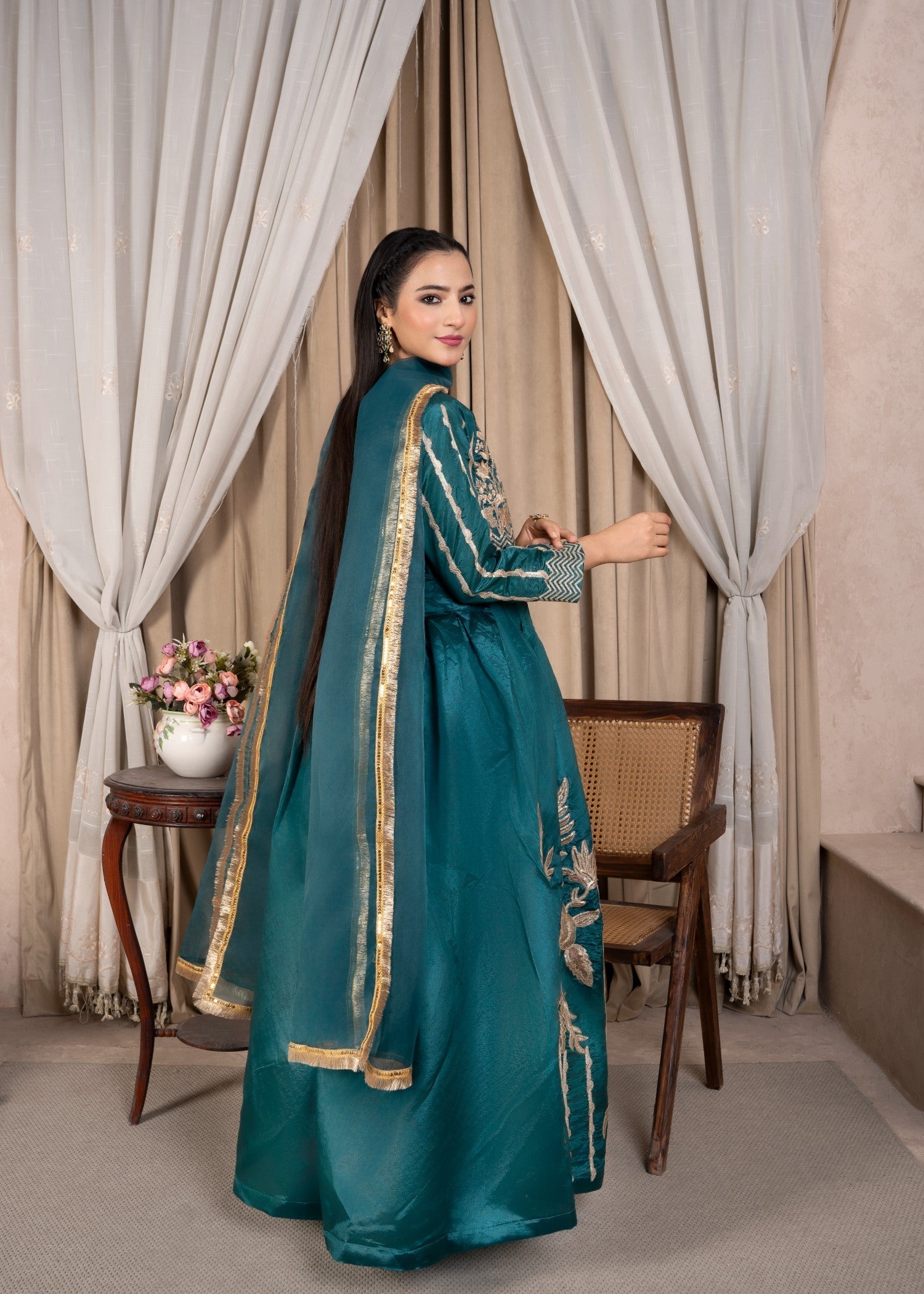 kattan silk Maxi in Sea green