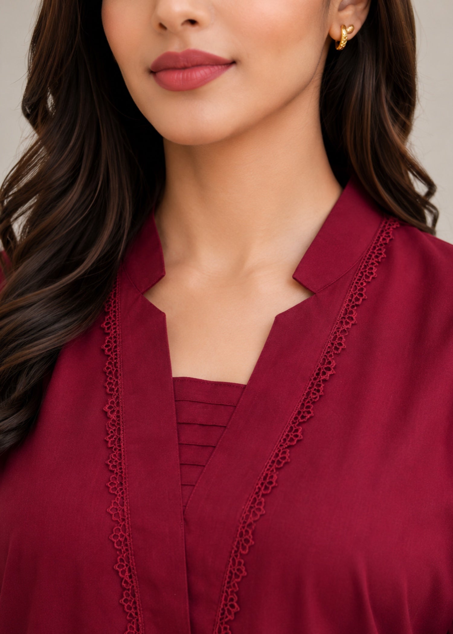 lawn cotton Co Ord Sets in Maroon