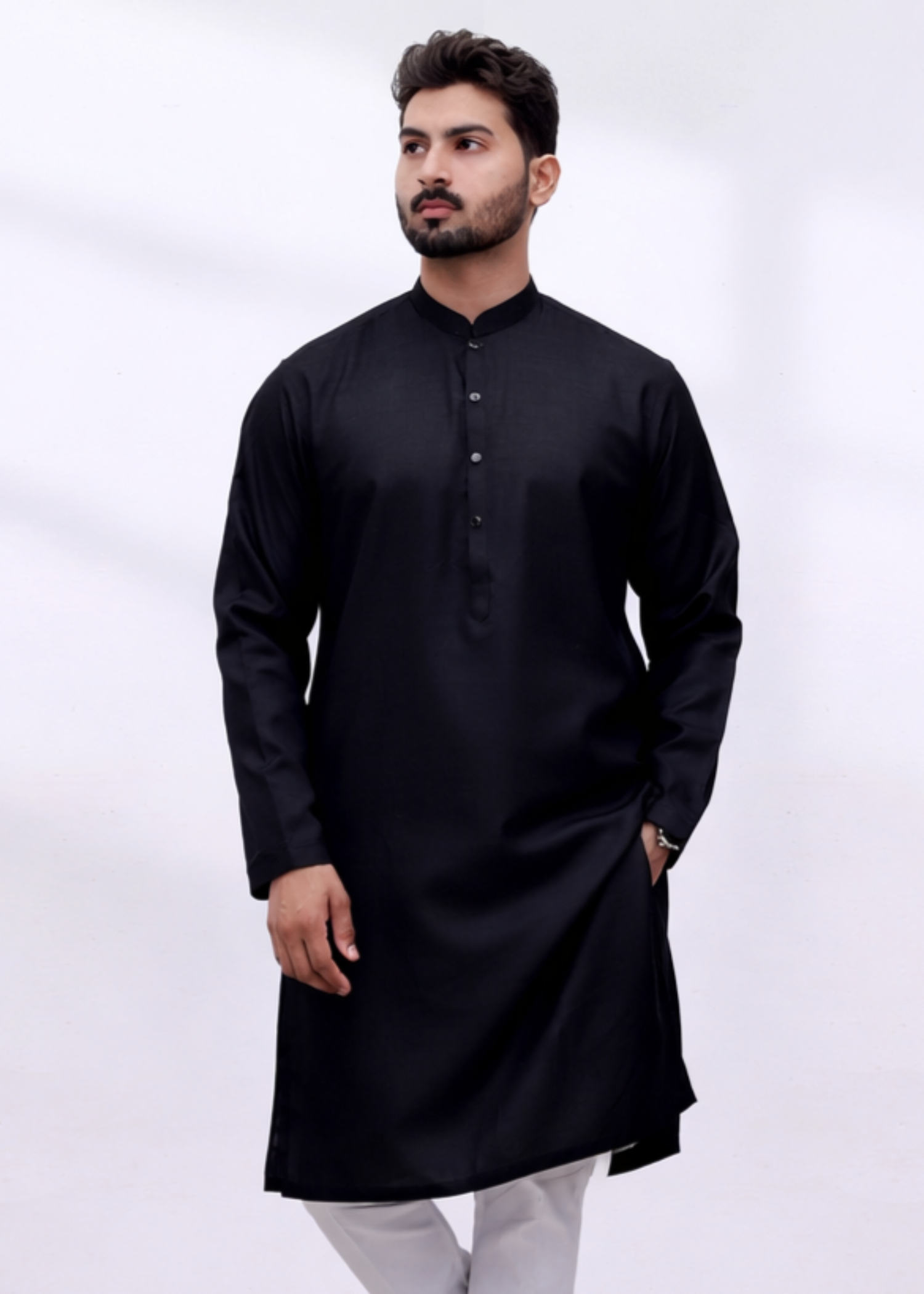viscose raw silk Kurta in Black