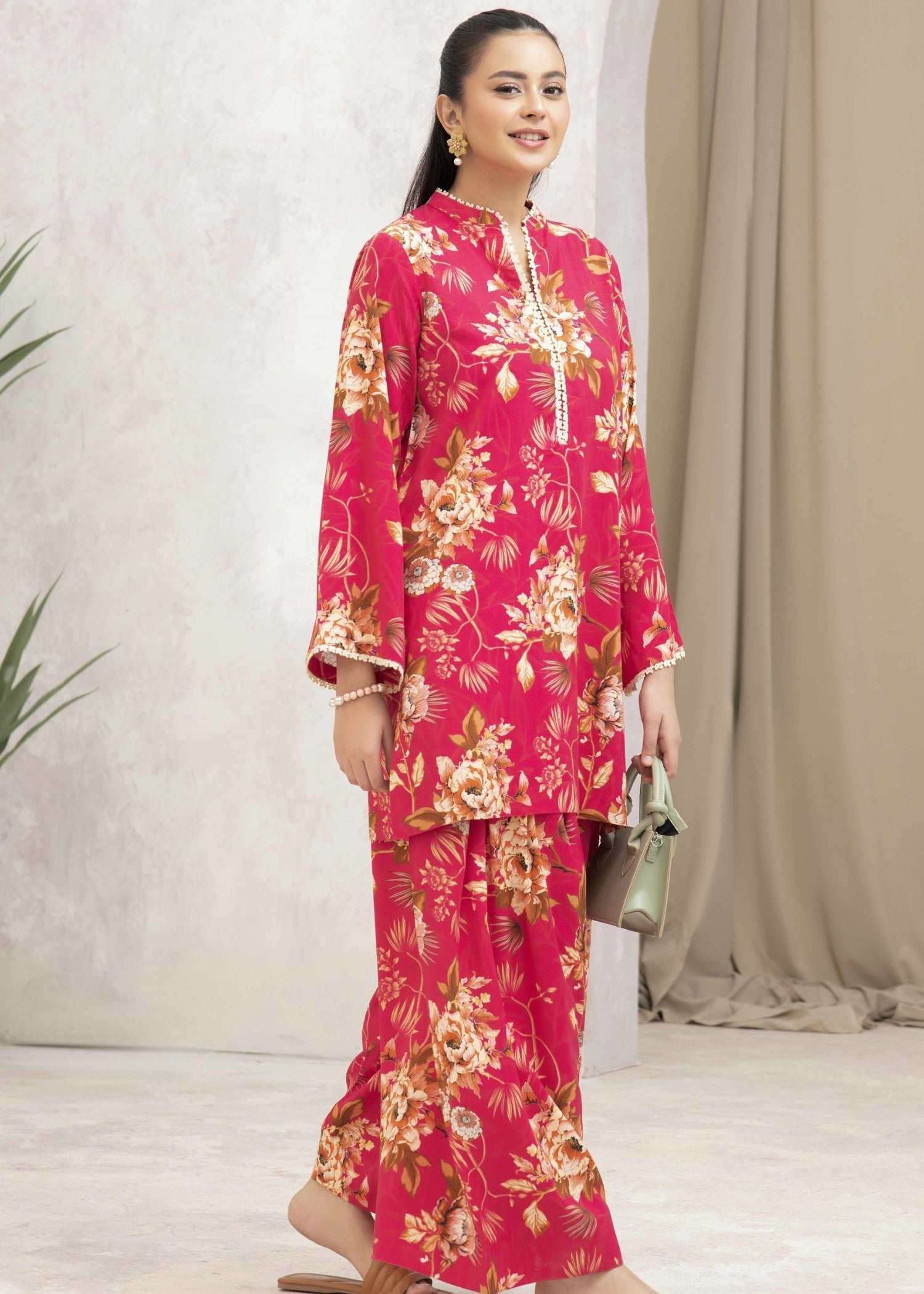 linen Co Ord Sets in Cherry red
