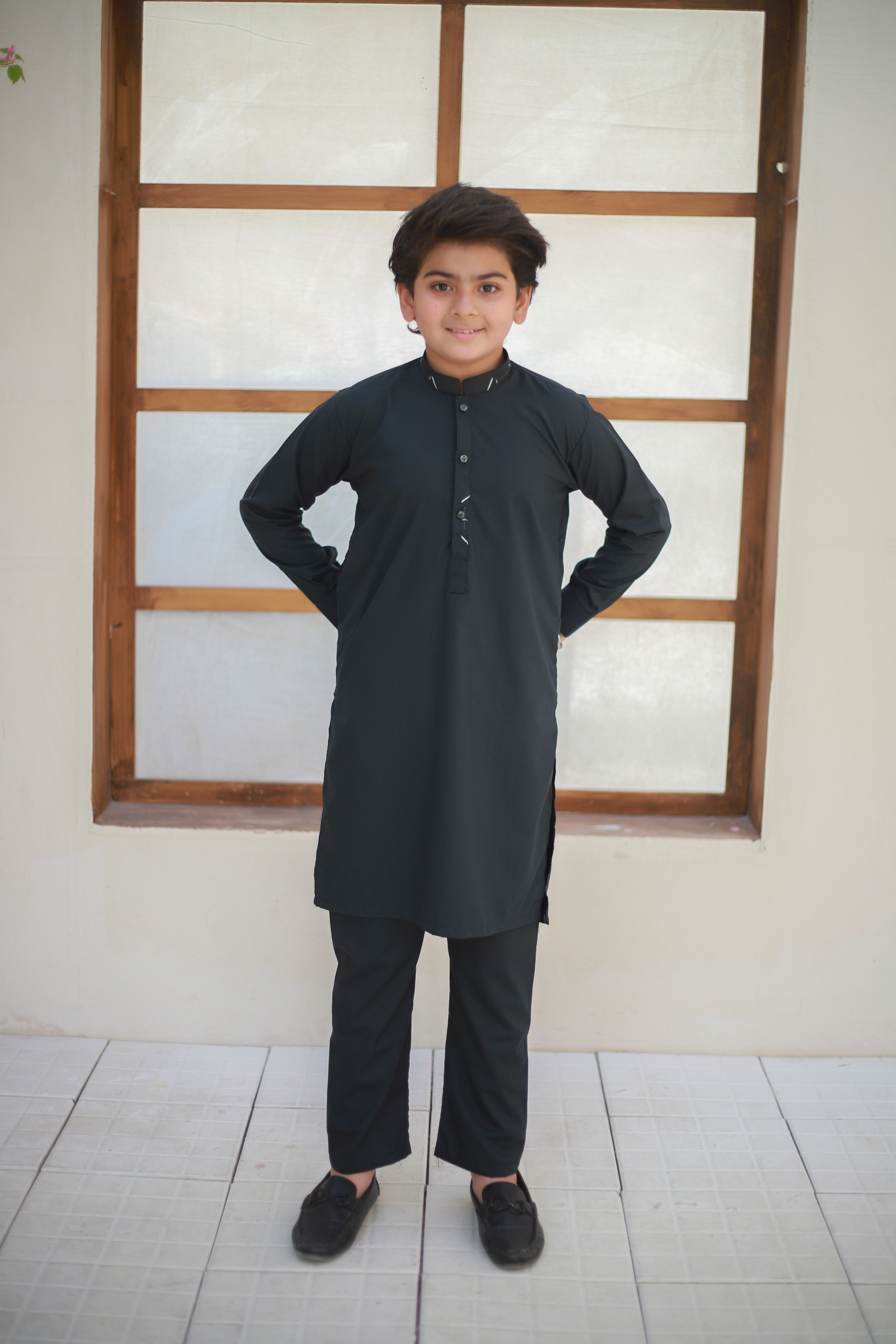 wash & wear Kurta Set in Eucalyptus green