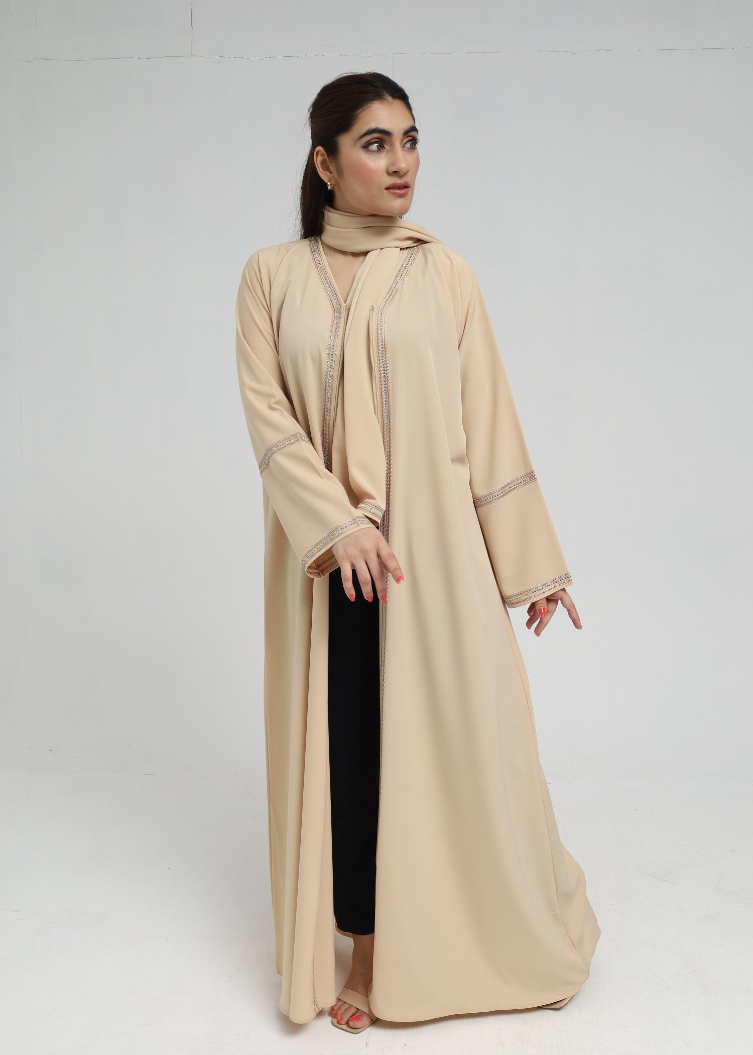 polyester Abaya in Wheat