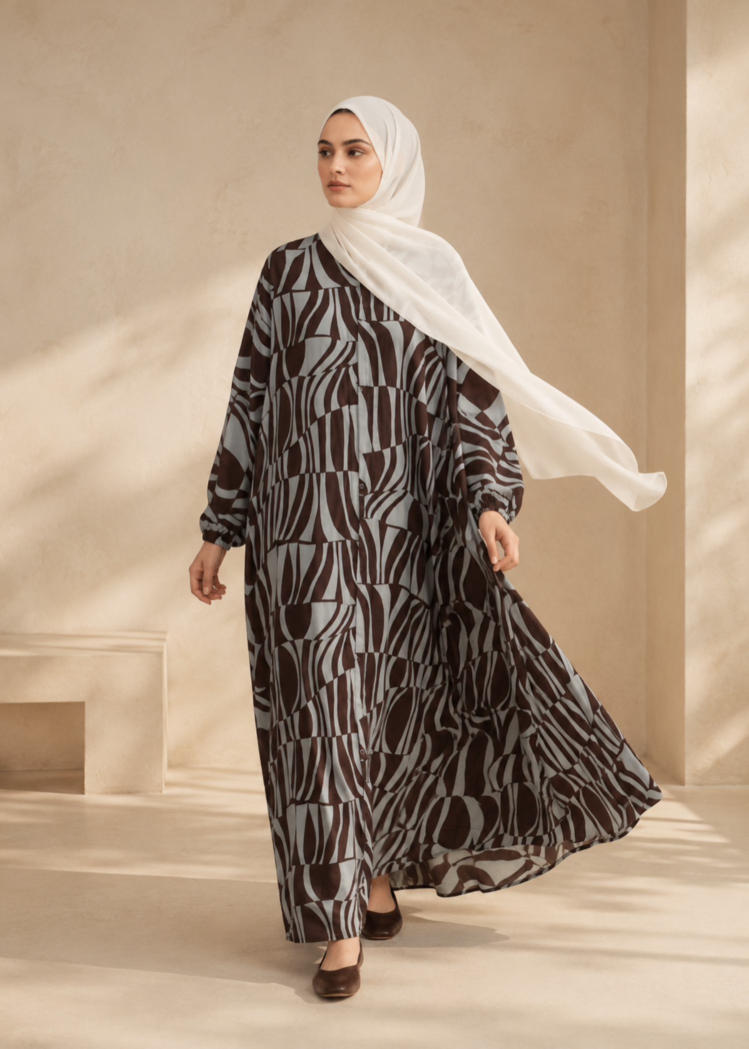 lawn Abaya in Brunette brown