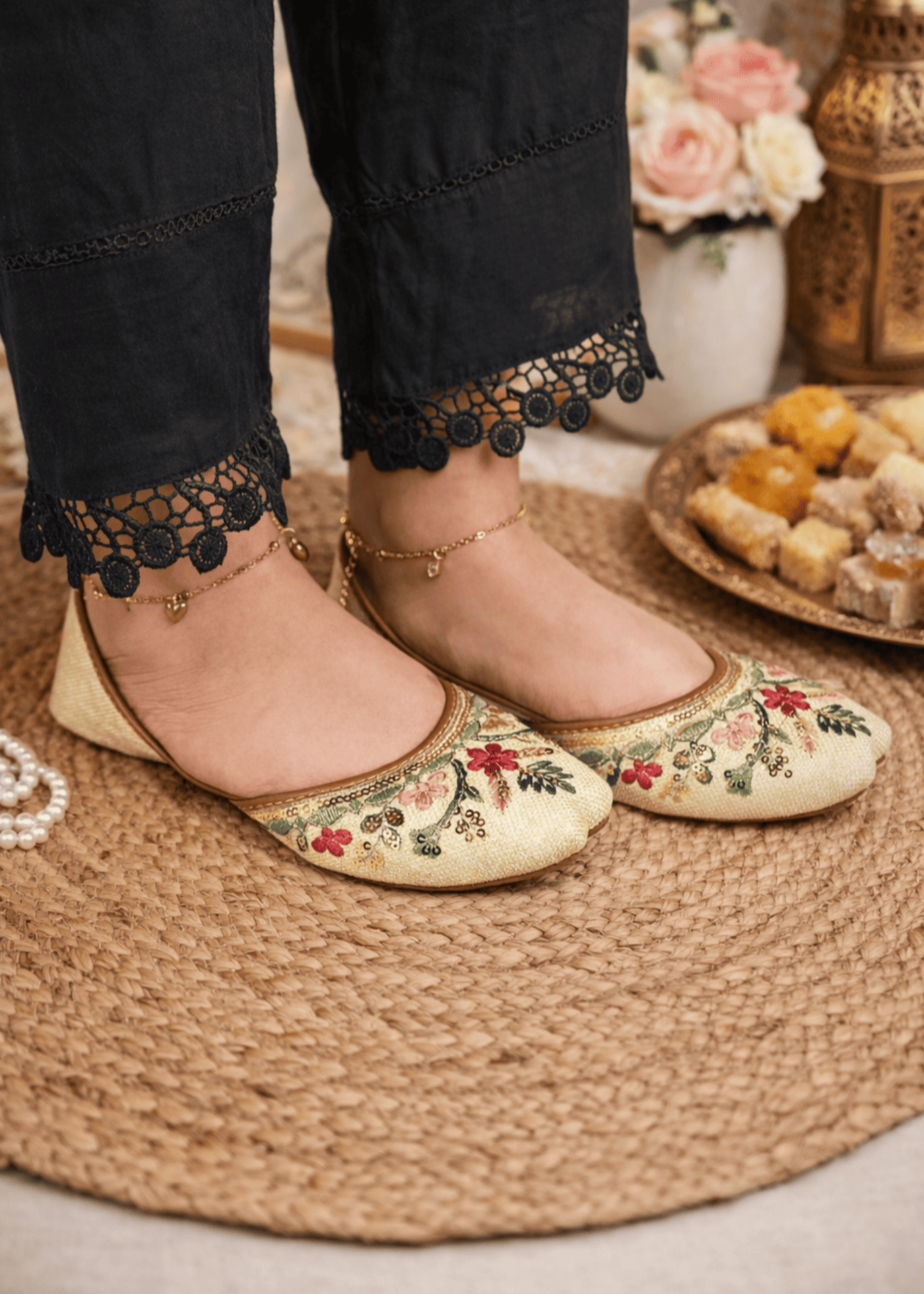 Khussa in Cream by - High Quality Women Khussa XEJ2801