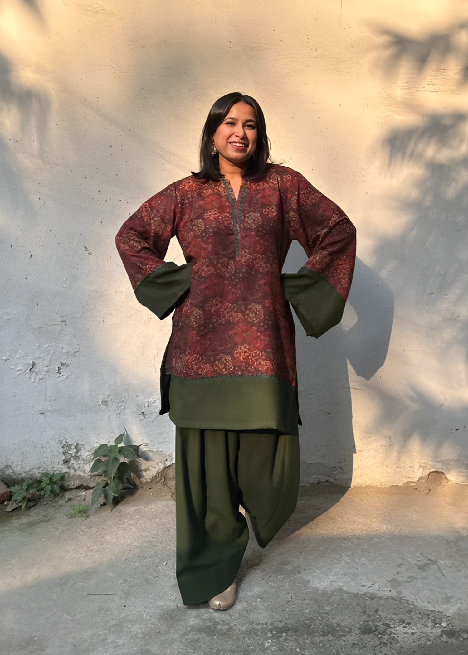 silk grip Kurta Set in Bottle green