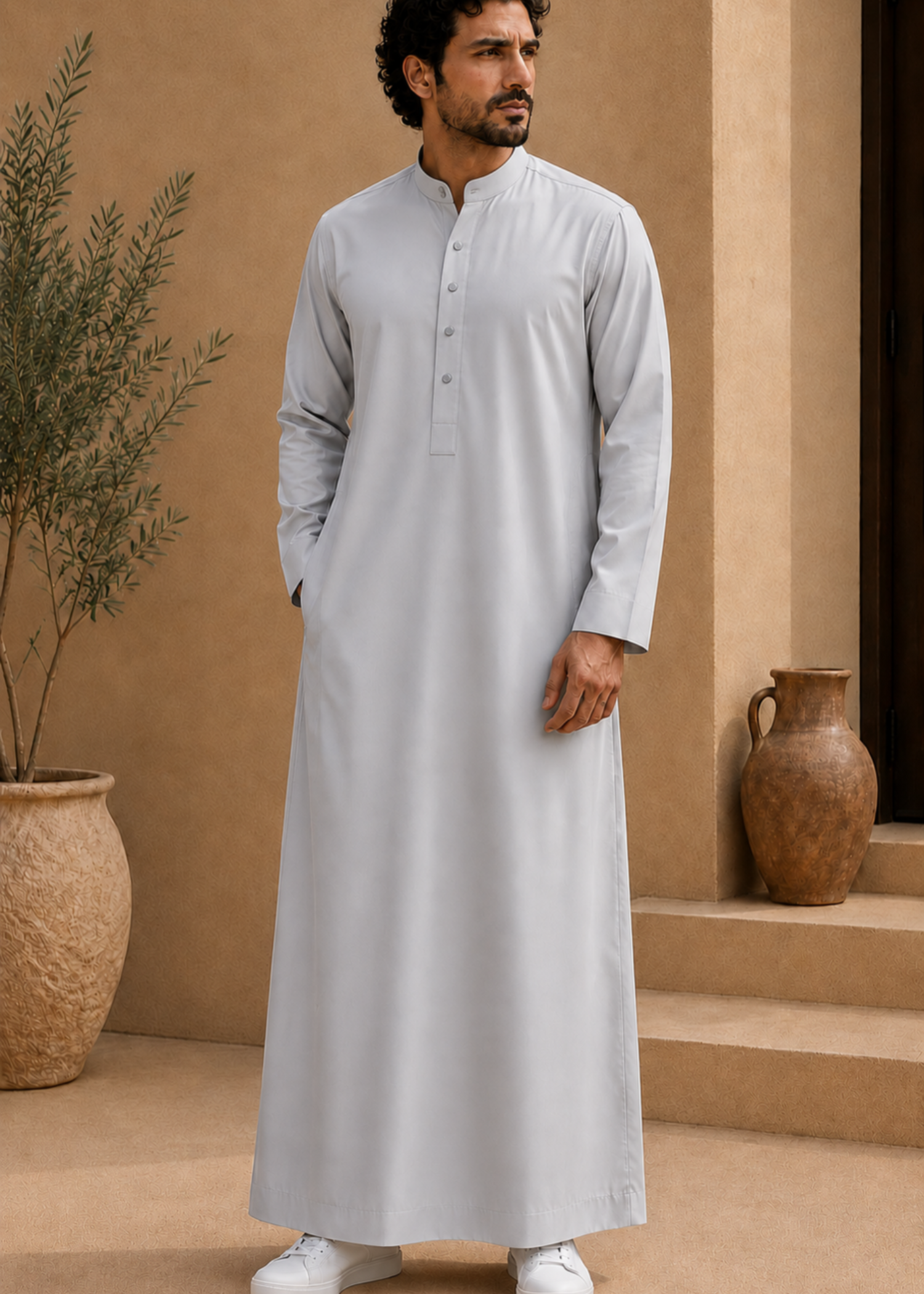 wash & wear Kurta in Pastel grey