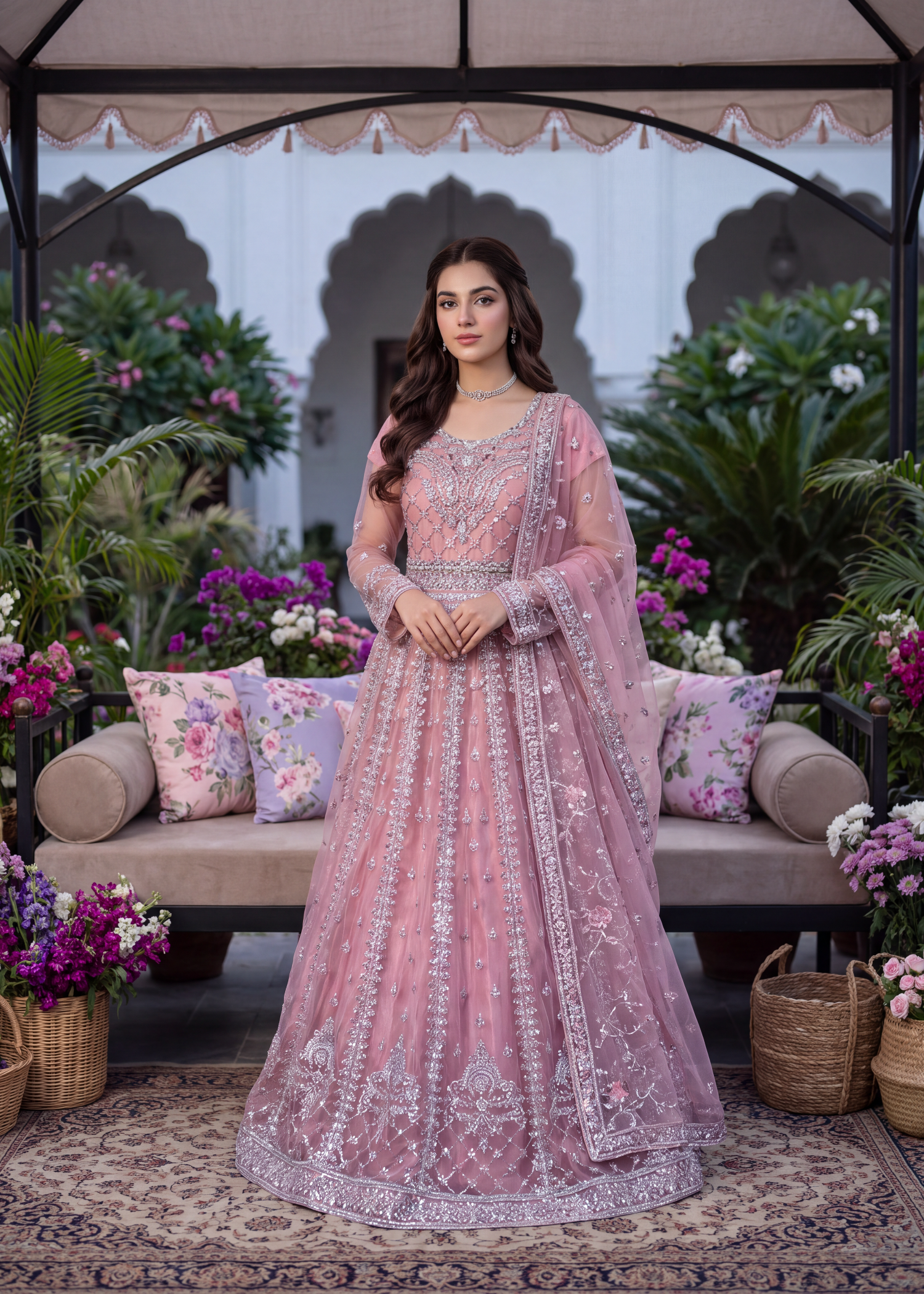 net Pishwas in Blush pink