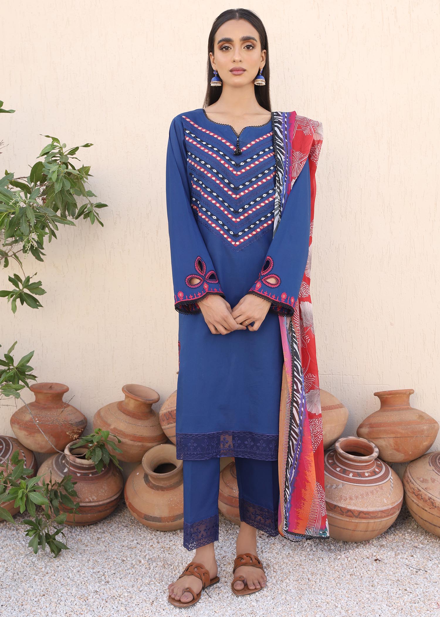 lawn Unstitched in Royal blue