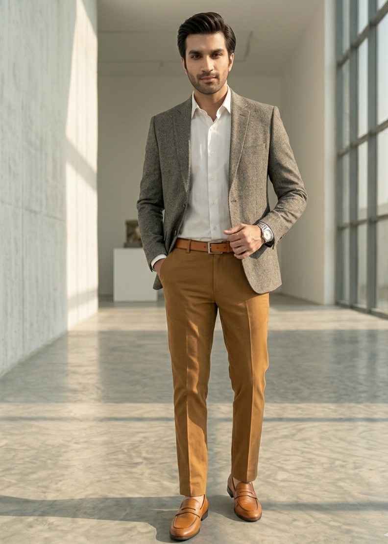 wool Blazer in Warm grey