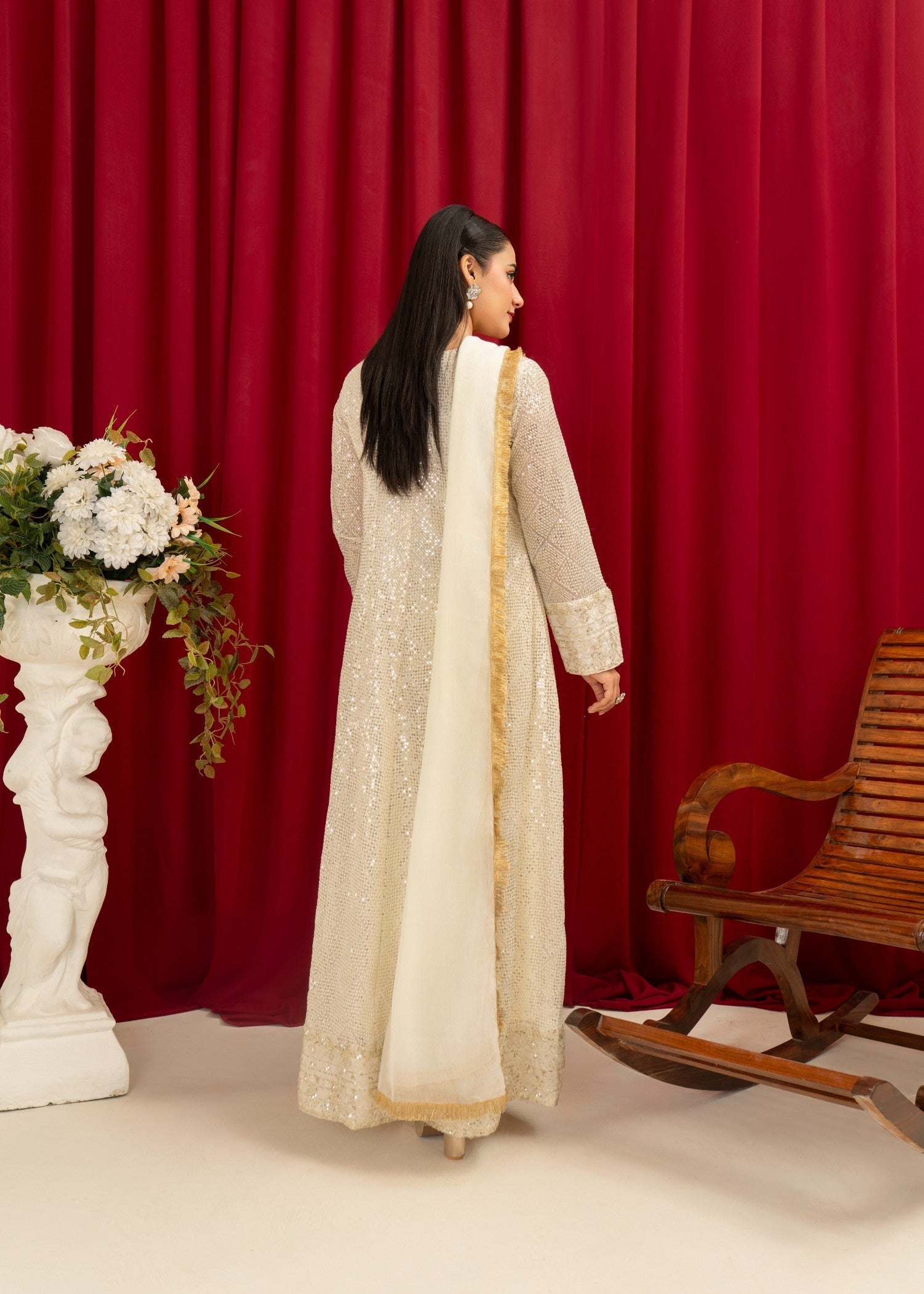 chiffon Gown in Off-white
