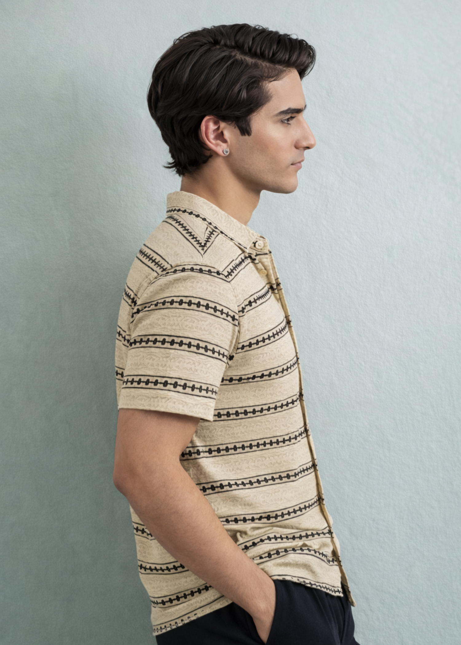 cotton Casual Shirt in Beige