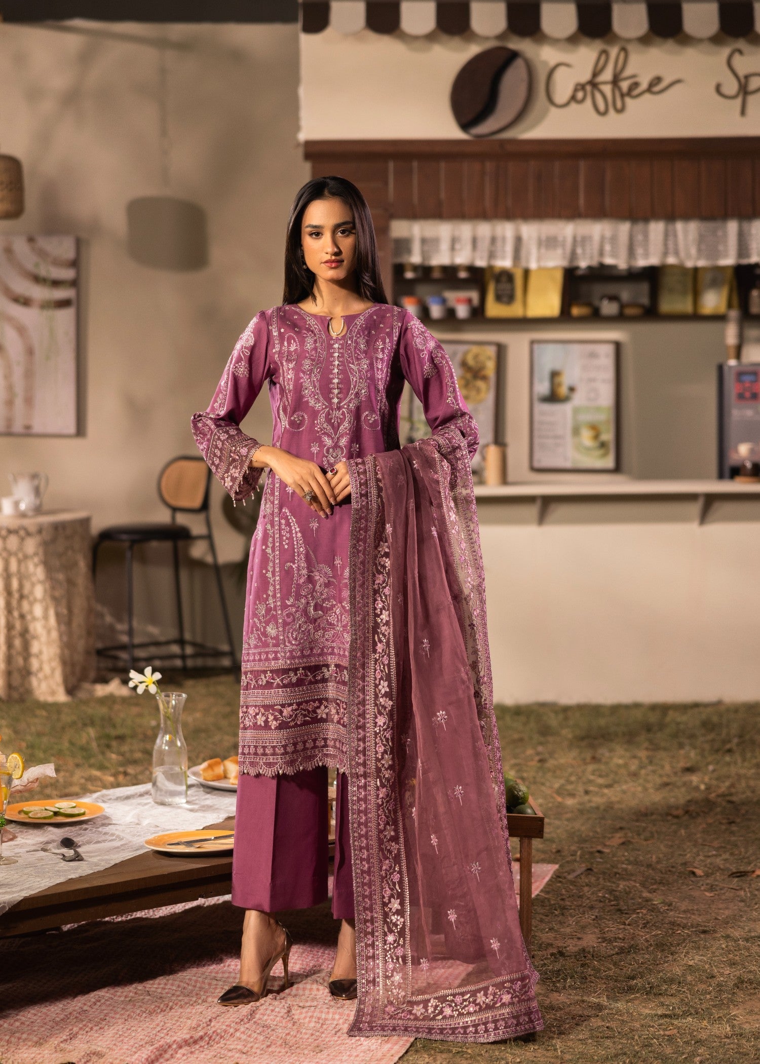 viscose Kurta Set in Plum purple