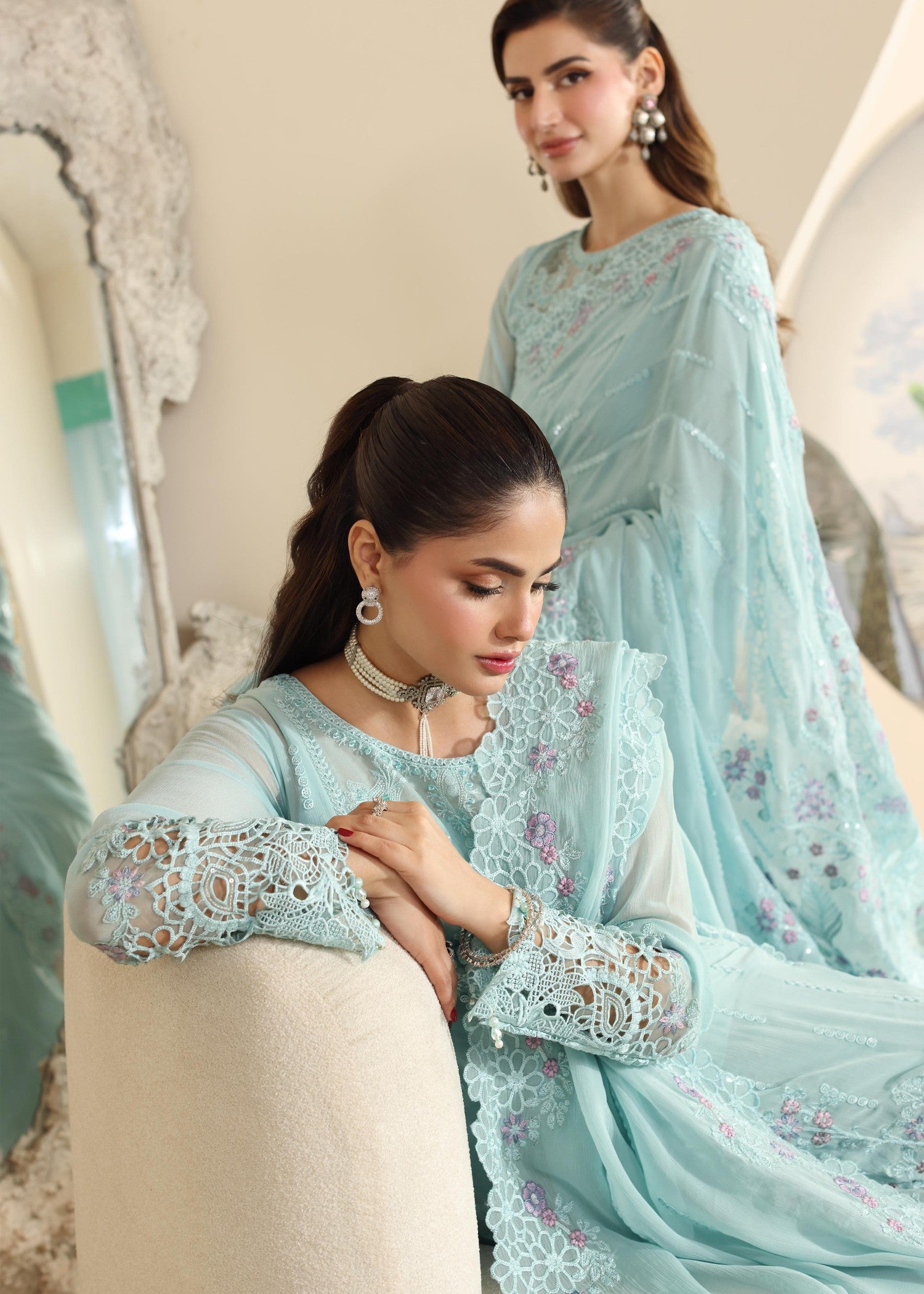 chiffon Unstitched in Ice blue