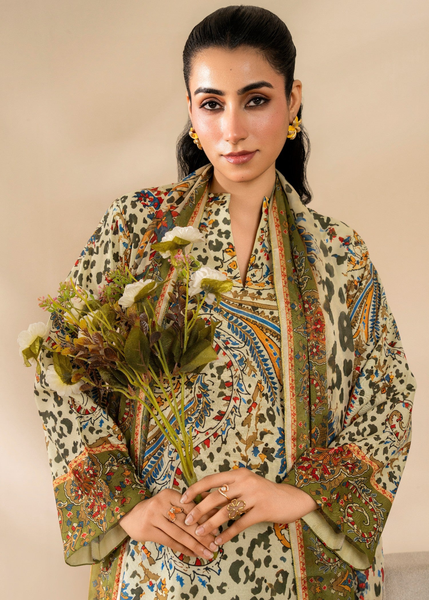 poly lawn Kurta Set in Light yellow