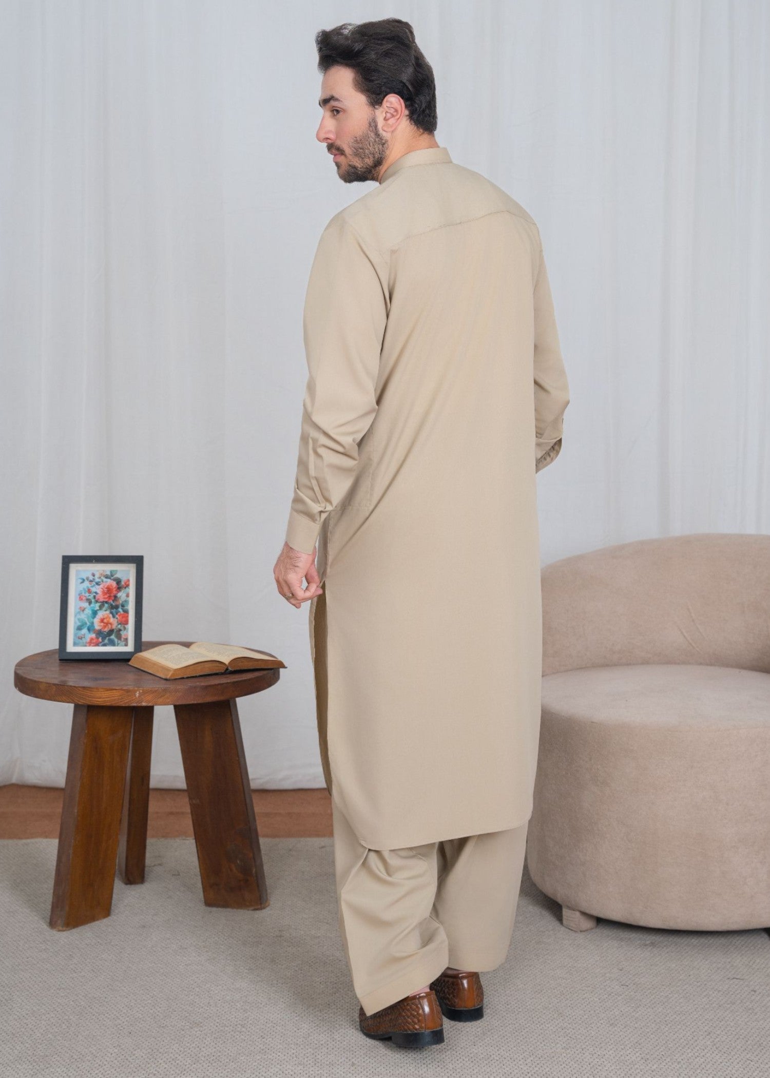 cotton Shalwar Kameez in Tan brown