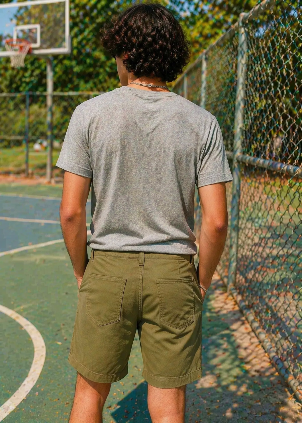 denim Shorts in Olive green