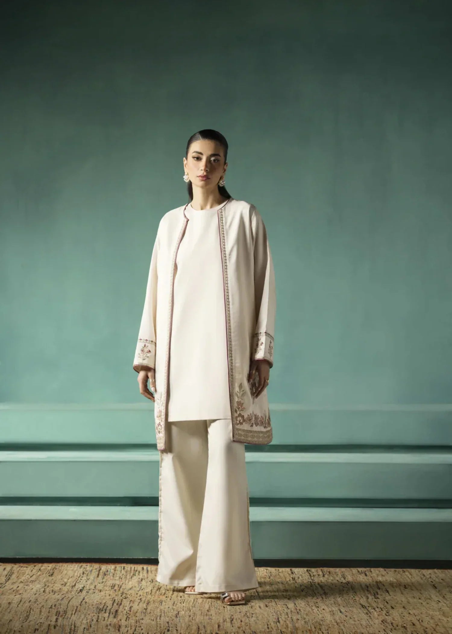 pk raw silk Jacket in Ivory