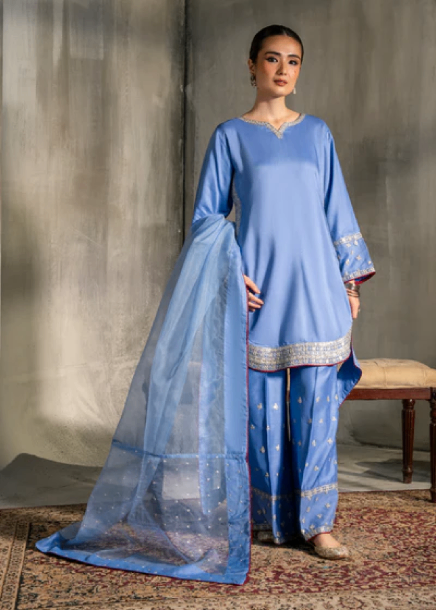 viscose Kurta Set in Blue lagoon