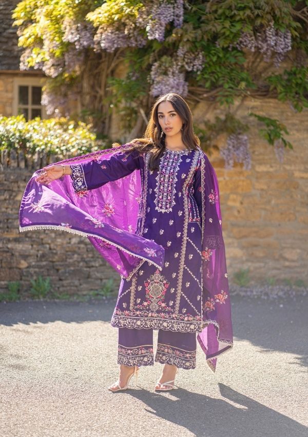 cotton Kurta Set in Ultra violet