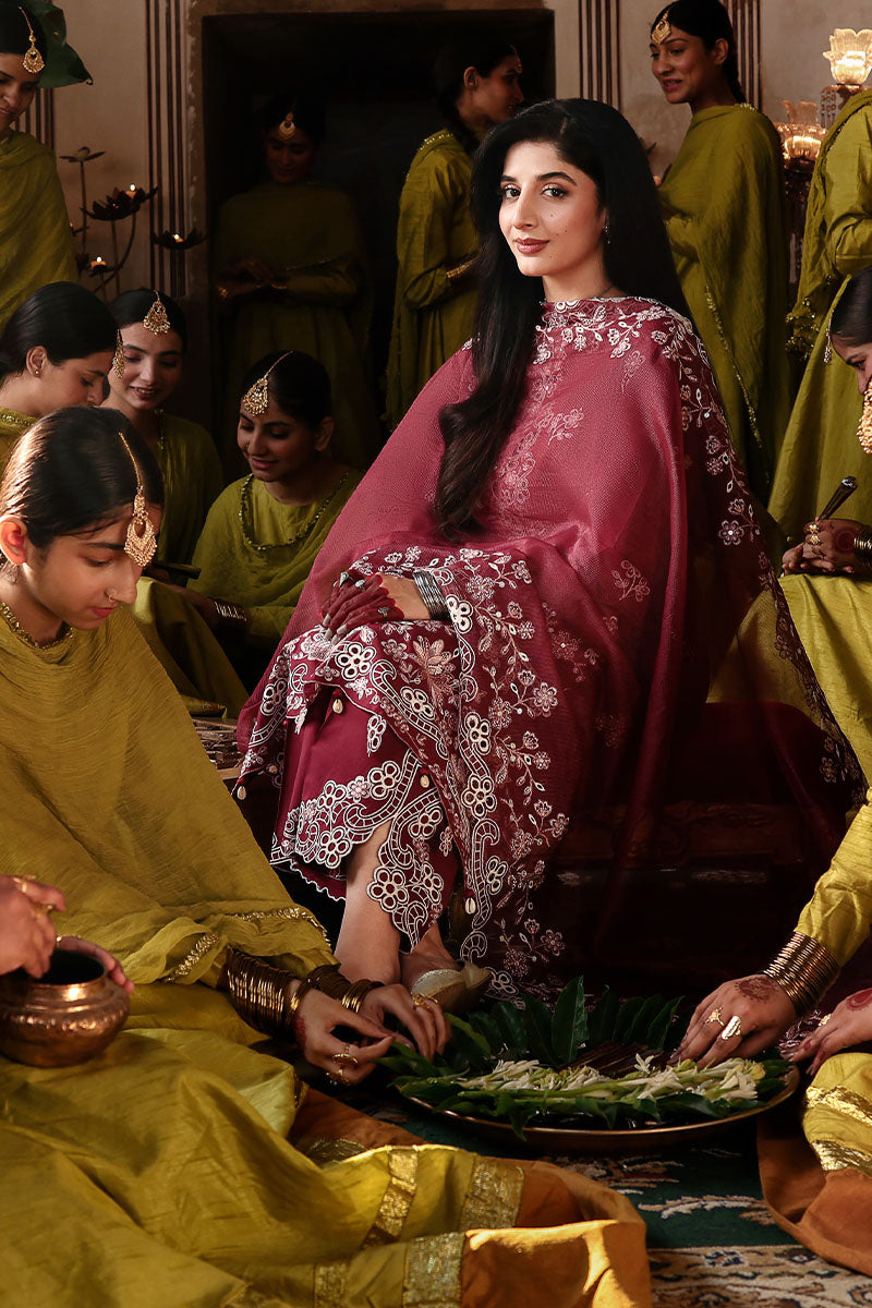 Festive – Crimson Drape - Embroidered Lawn