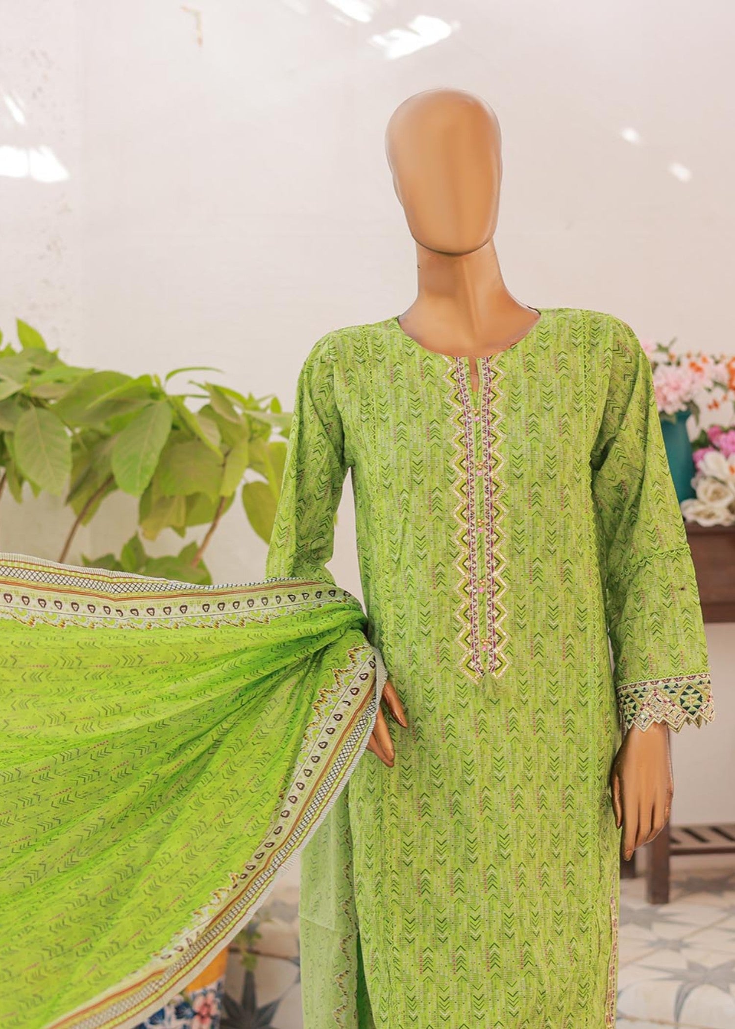 lawn Kurta Set in Mint green